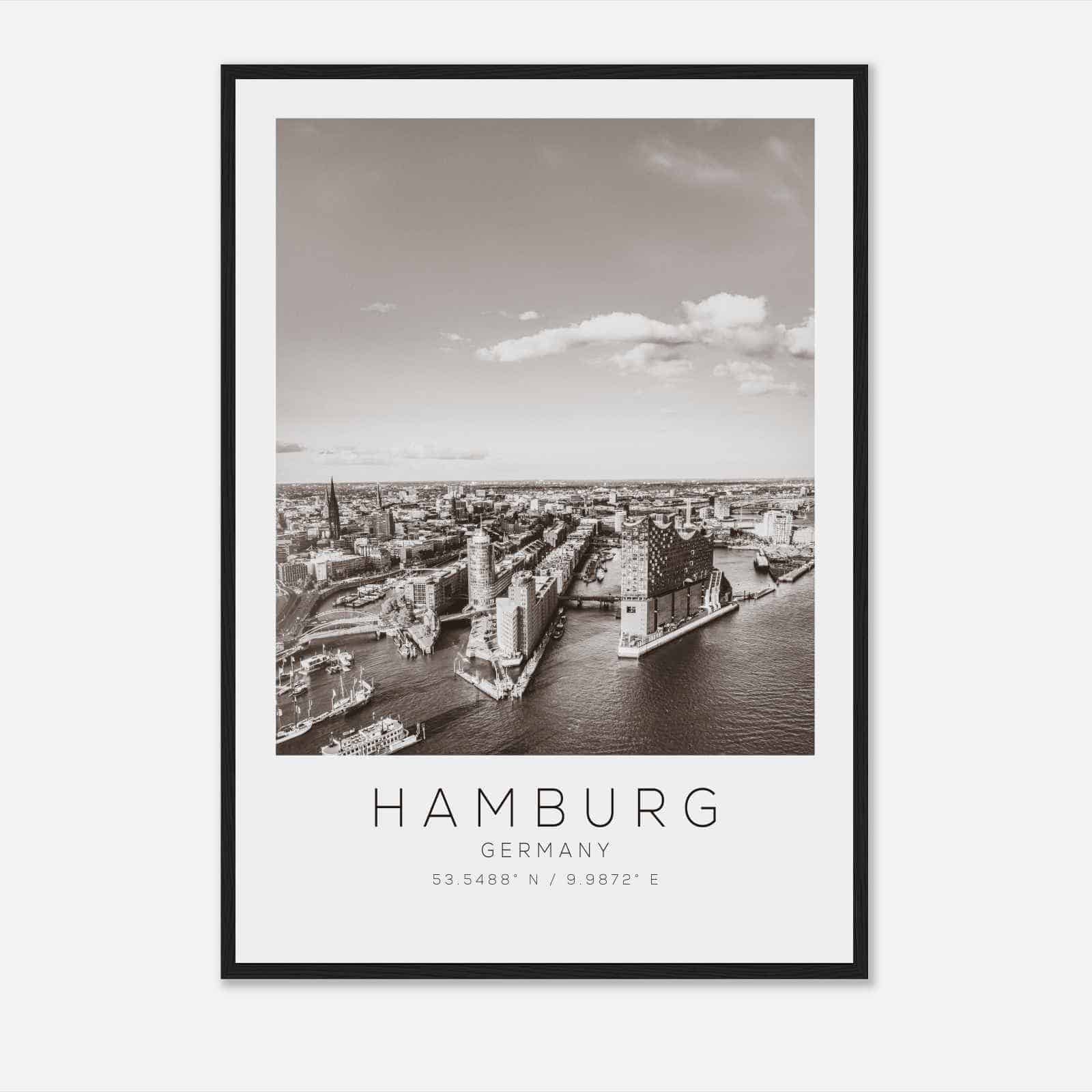 HAMBURG Germany Travel Photo Poster BW, HAMBURG Travel Print, Minimalist Travel Poster Print