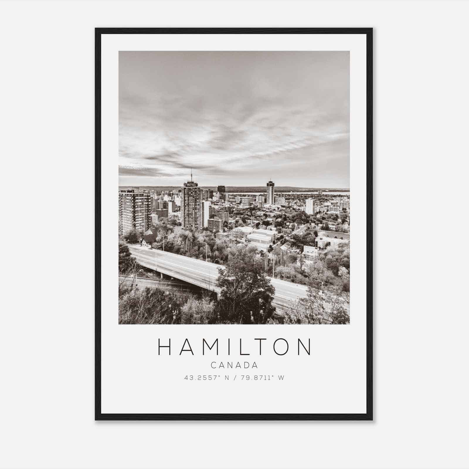 Hamilton Canada Travel Photo Poster BW, Hamilton Travel Print, Minimalist Travel Poster Print