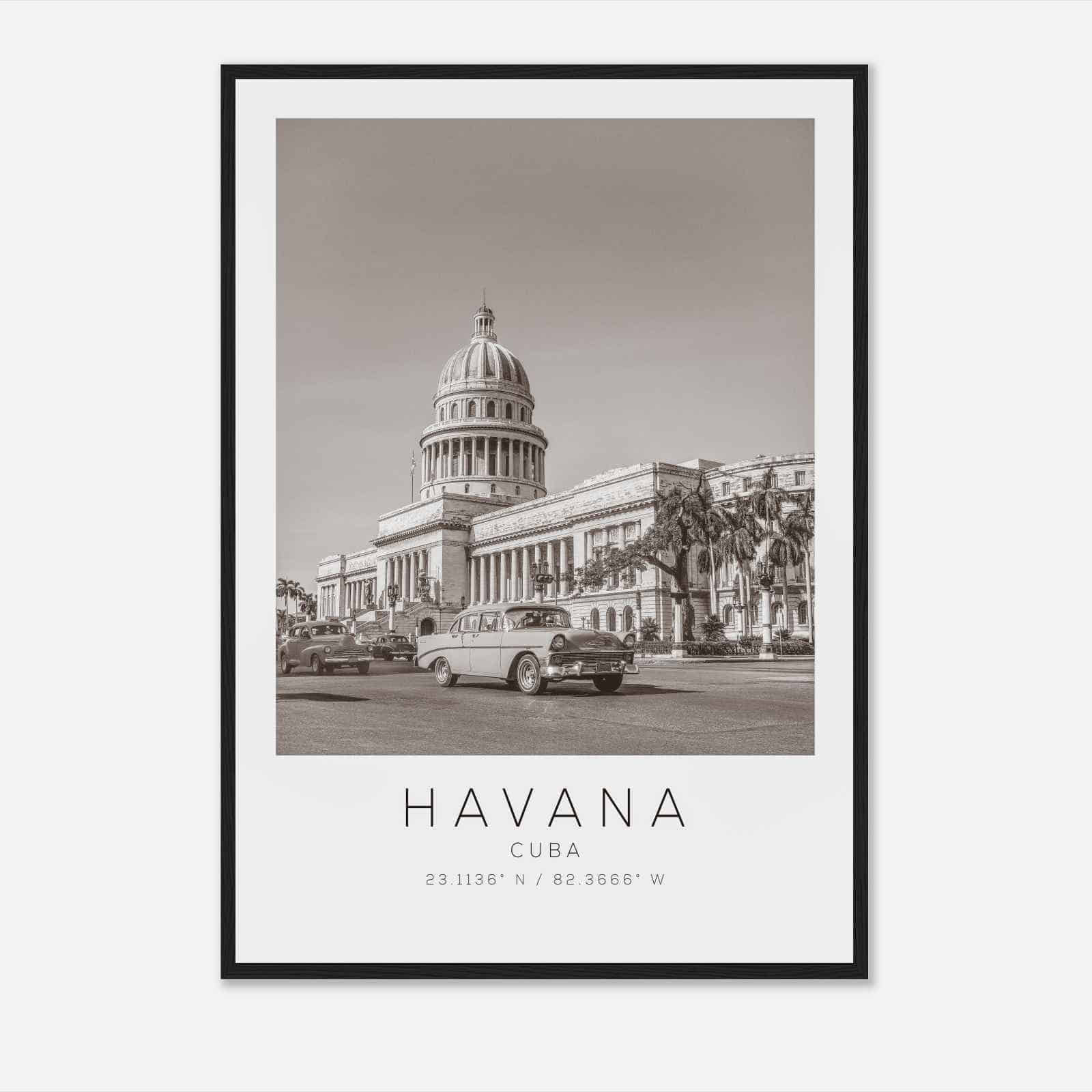 Havana Cuba Travel Photo Poster BW, Havana Travel Print, Minimalist Travel Poster Print