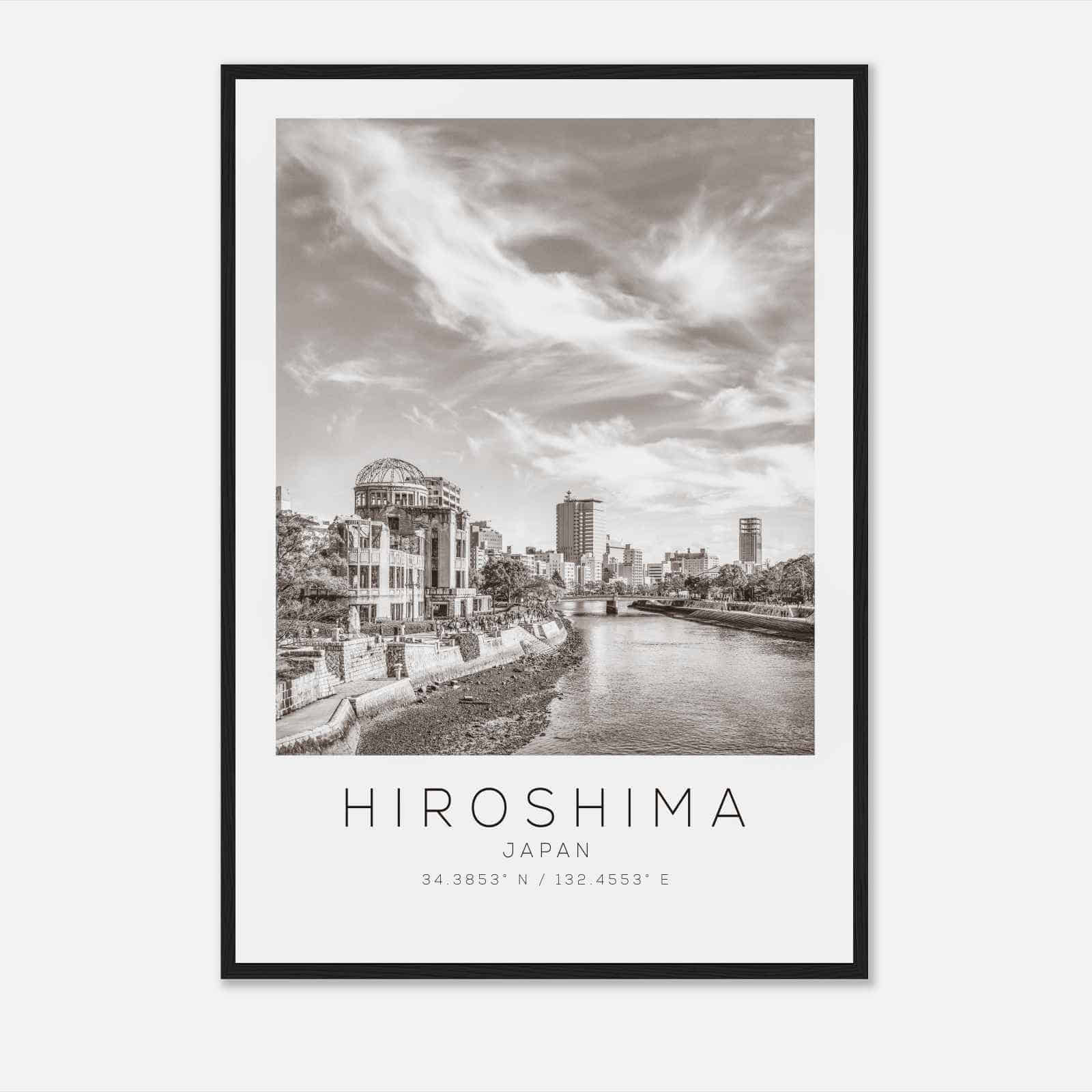 Hiroshima Japan Travel Photo Poster BW, Hiroshima Travel Print, Minimalist Travel Poster Print