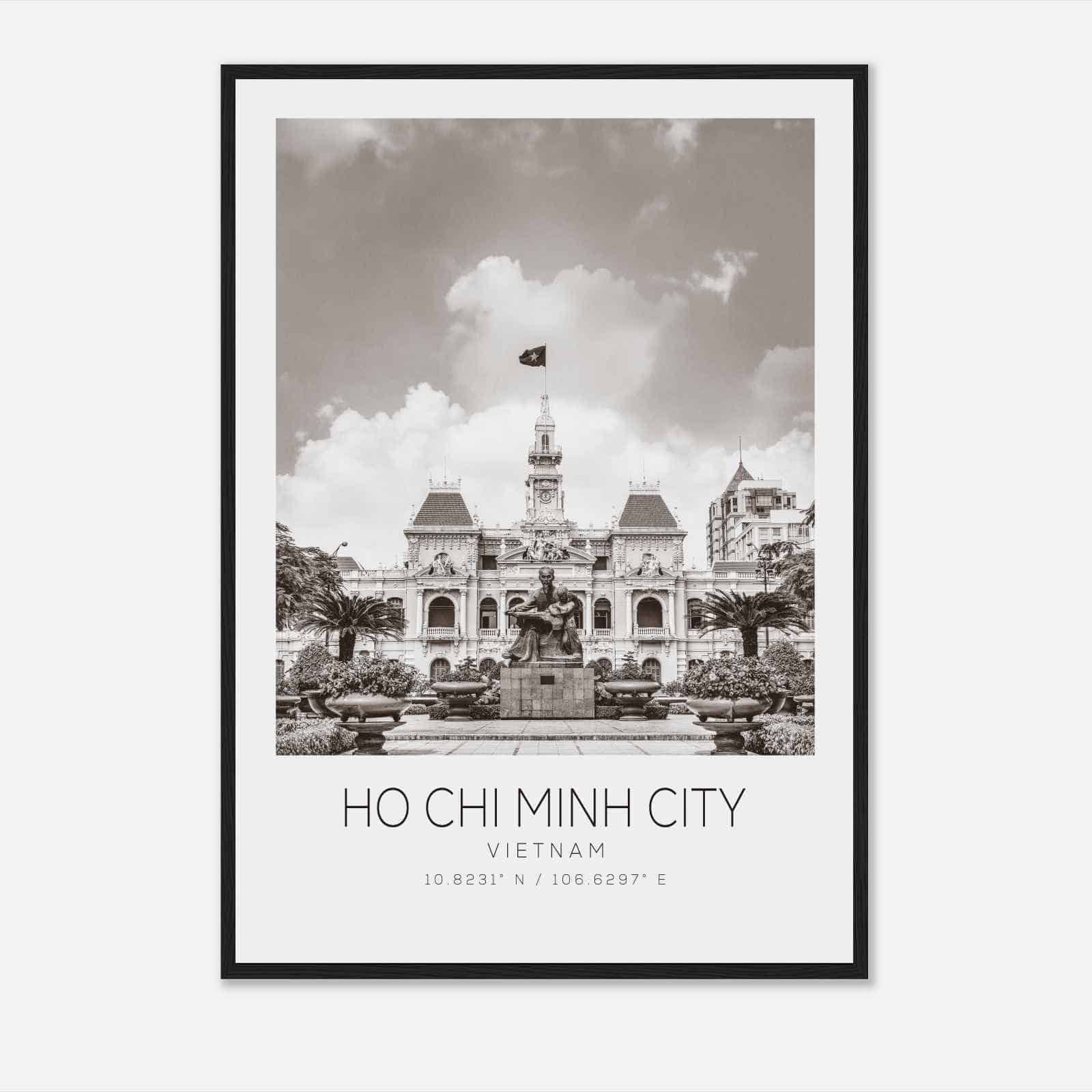 Ho Chi Minh City Vietnam Travel Photo Poster BW, Ho Chi Minh City Travel Print, Minimalist Travel Poster Print