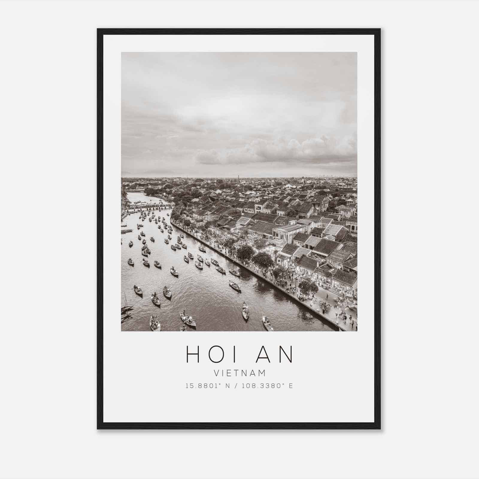 Hoi An Vietnam Travel Photo Poster BW, Hoi An Travel Print, Minimalist Travel Poster Print