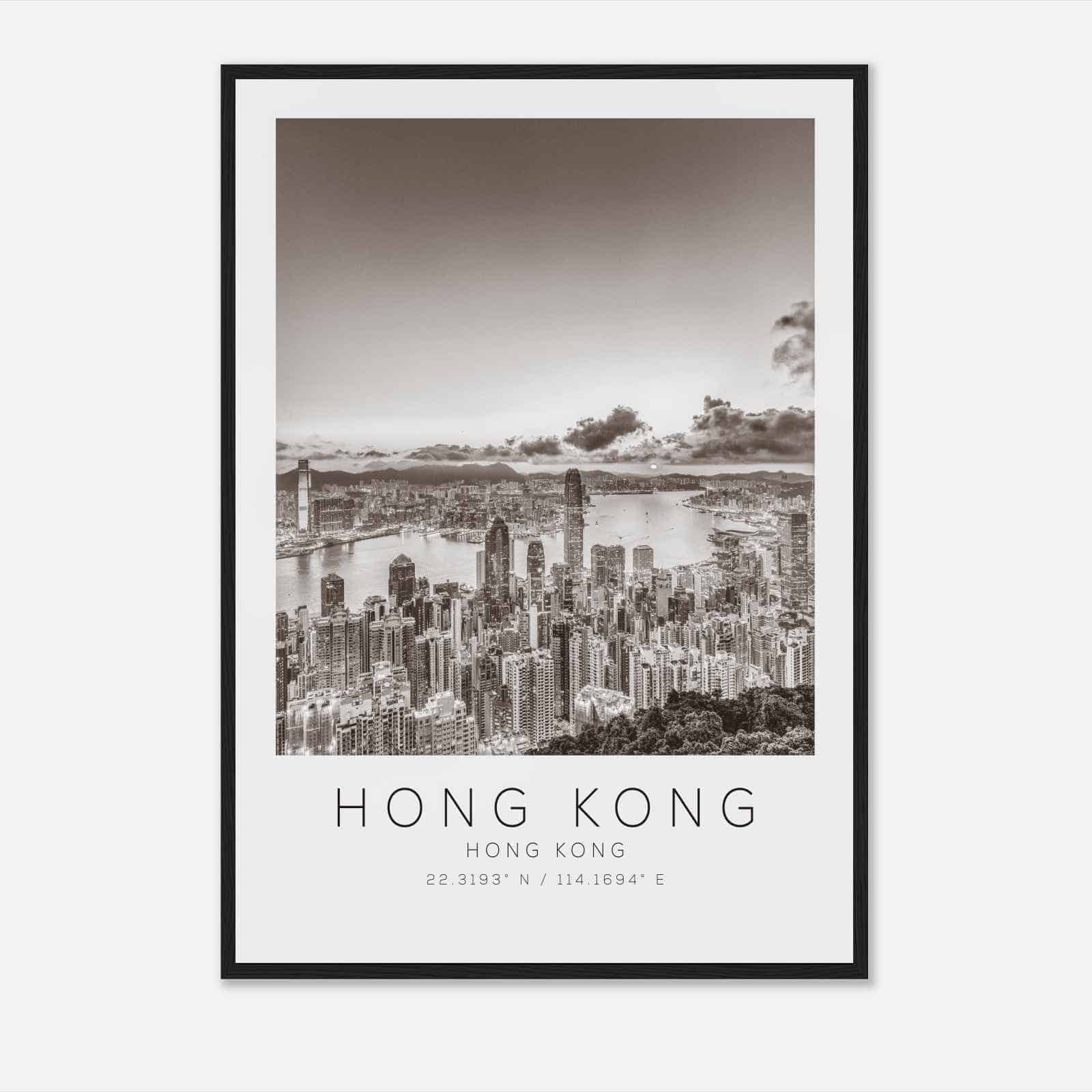 Hong Kong Hong Kong Travel Photo Poster BW, Hong Kong Travel Print, Minimalist Travel Poster Print