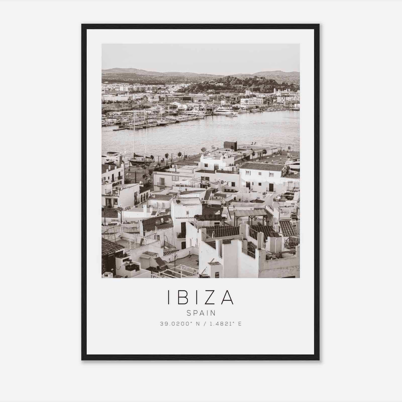 Ibiza Spain Travel Photo Poster BW, Ibiza Travel Print, Minimalist Travel Poster Print