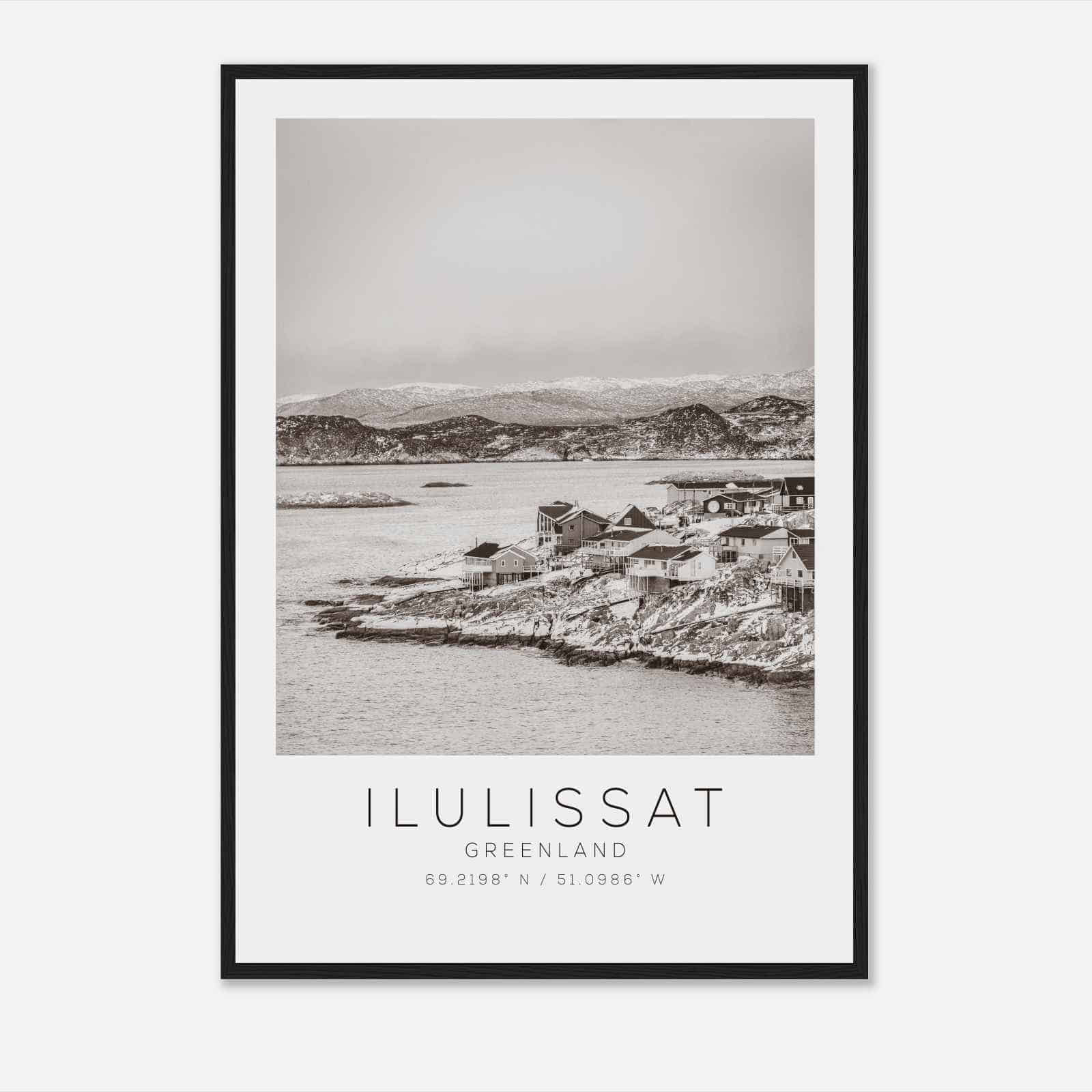 Ilulissat Greenland Travel Photo Poster BW, Ilulissat Travel Print, Minimalist Travel Poster Print