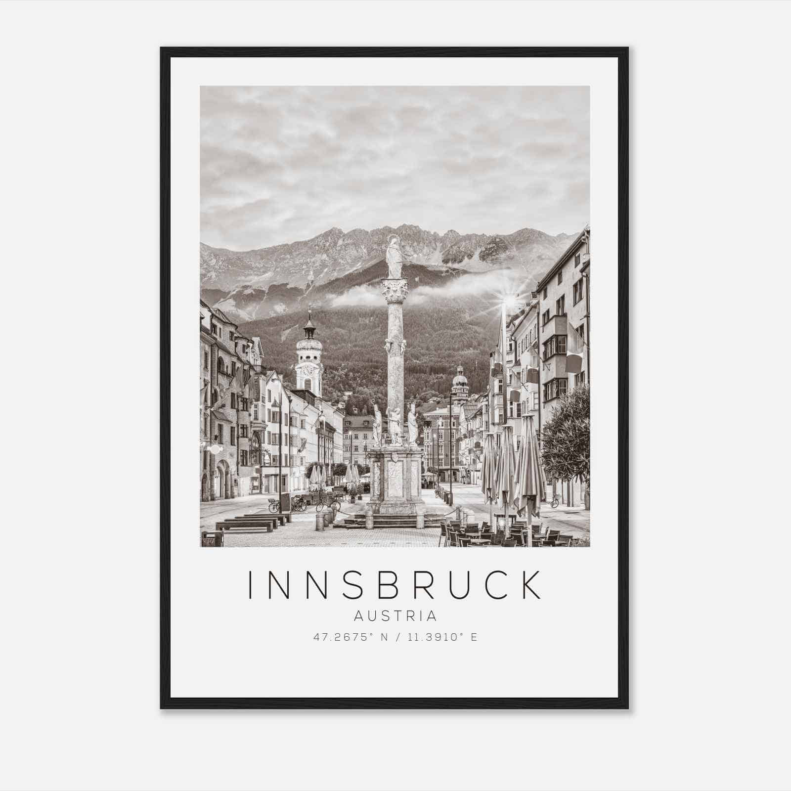 Innsbruck Austria Travel Photo Poster BW, Innsbruck Travel Print, Minimalist Travel Poster Print