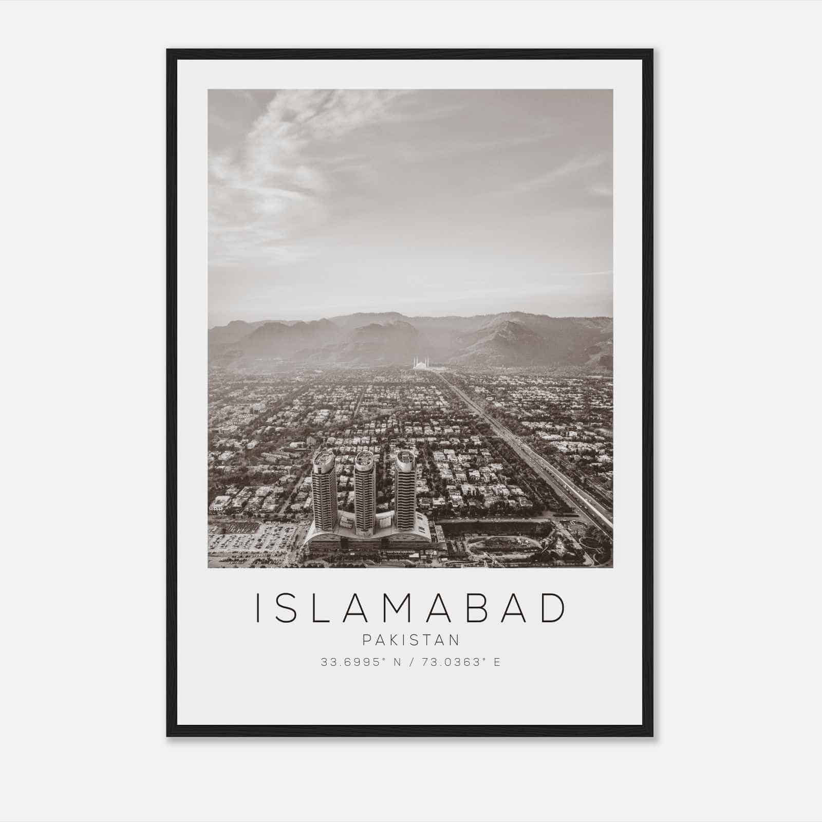 Islamabad Pakistan Travel Photo Poster BW, Islamabad Travel Print, Minimalist Travel Poster Print