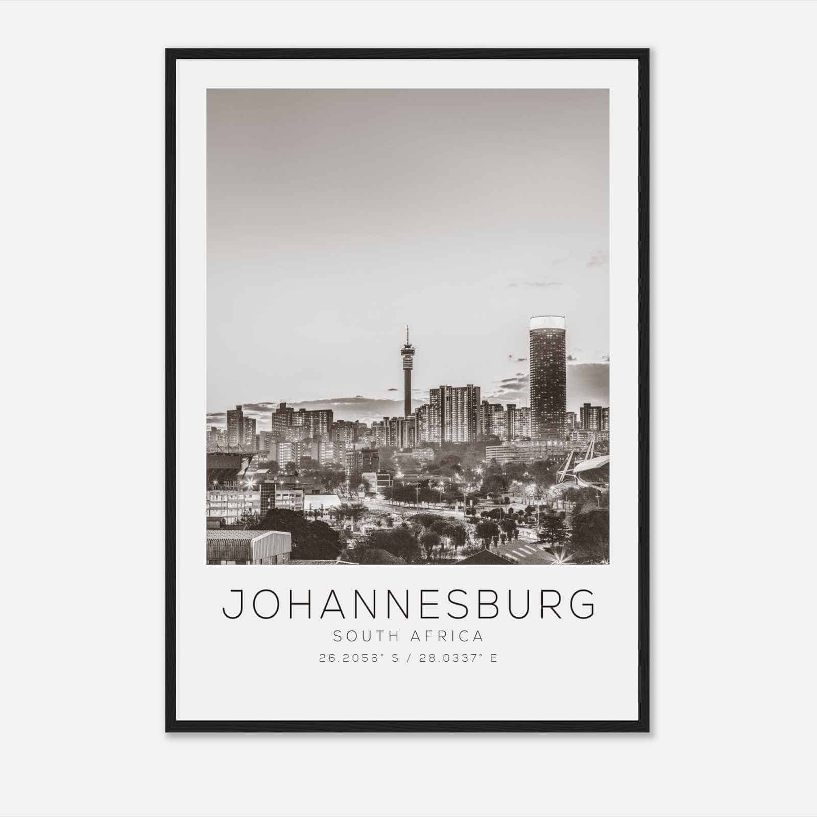 Johannesburg South Africa Travel Photo Poster BW, Johannesburg Travel Print, Minimalist Travel Poster Print