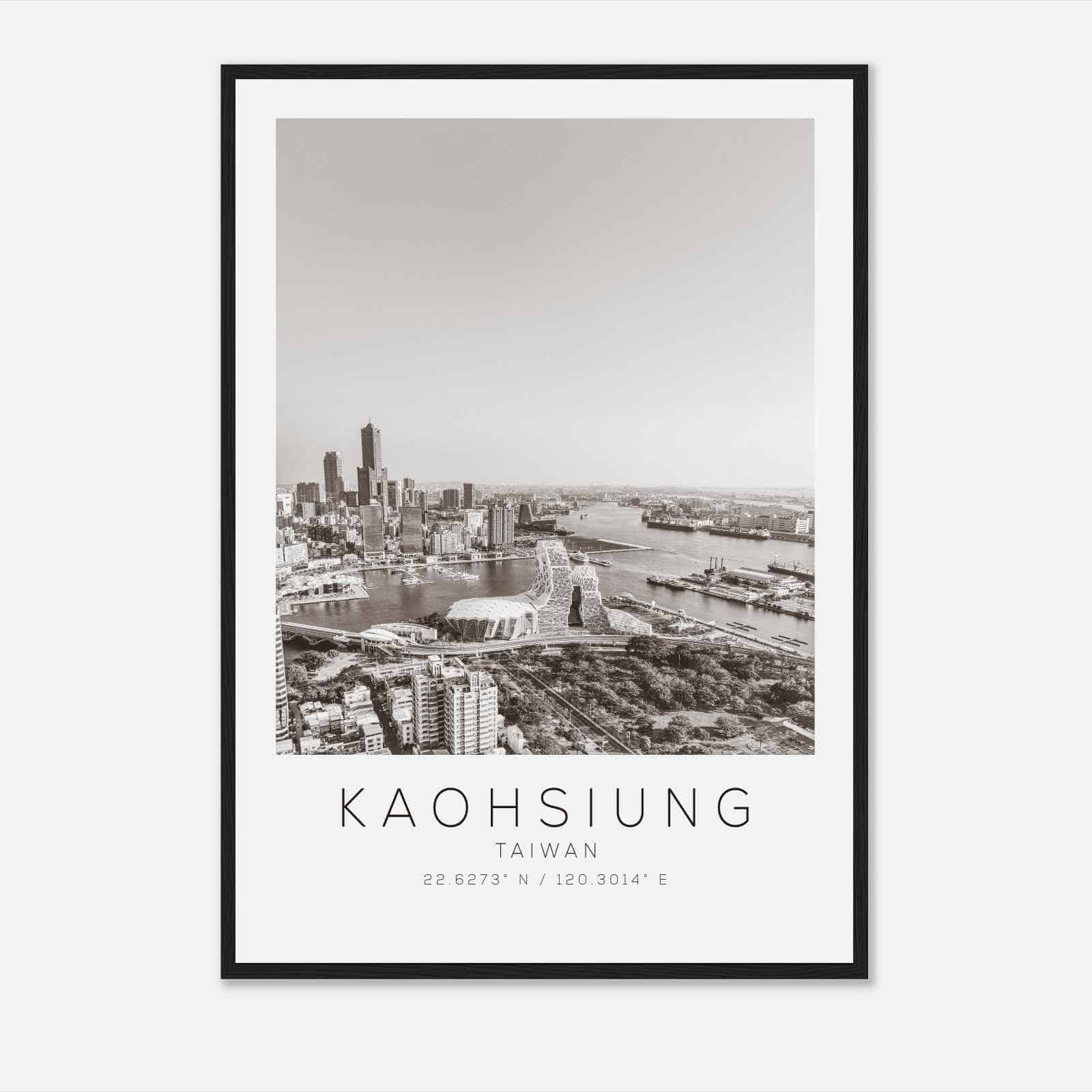 Kaohsiung Taiwan Travel Photo Poster BW, Kaohsiung Travel Print, Minimalist Travel Poster Print