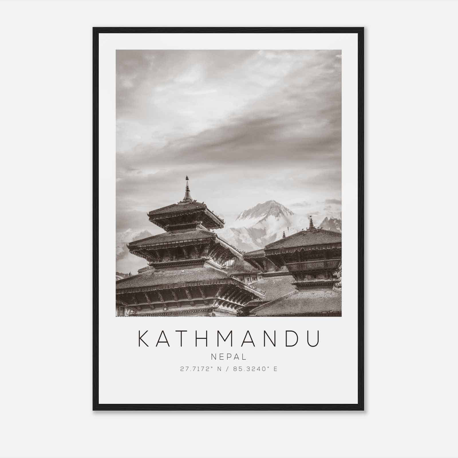 Kathmandu Nepal Travel Photo Poster BW, Kathmandu Travel Print, Minimalist Travel Poster Print