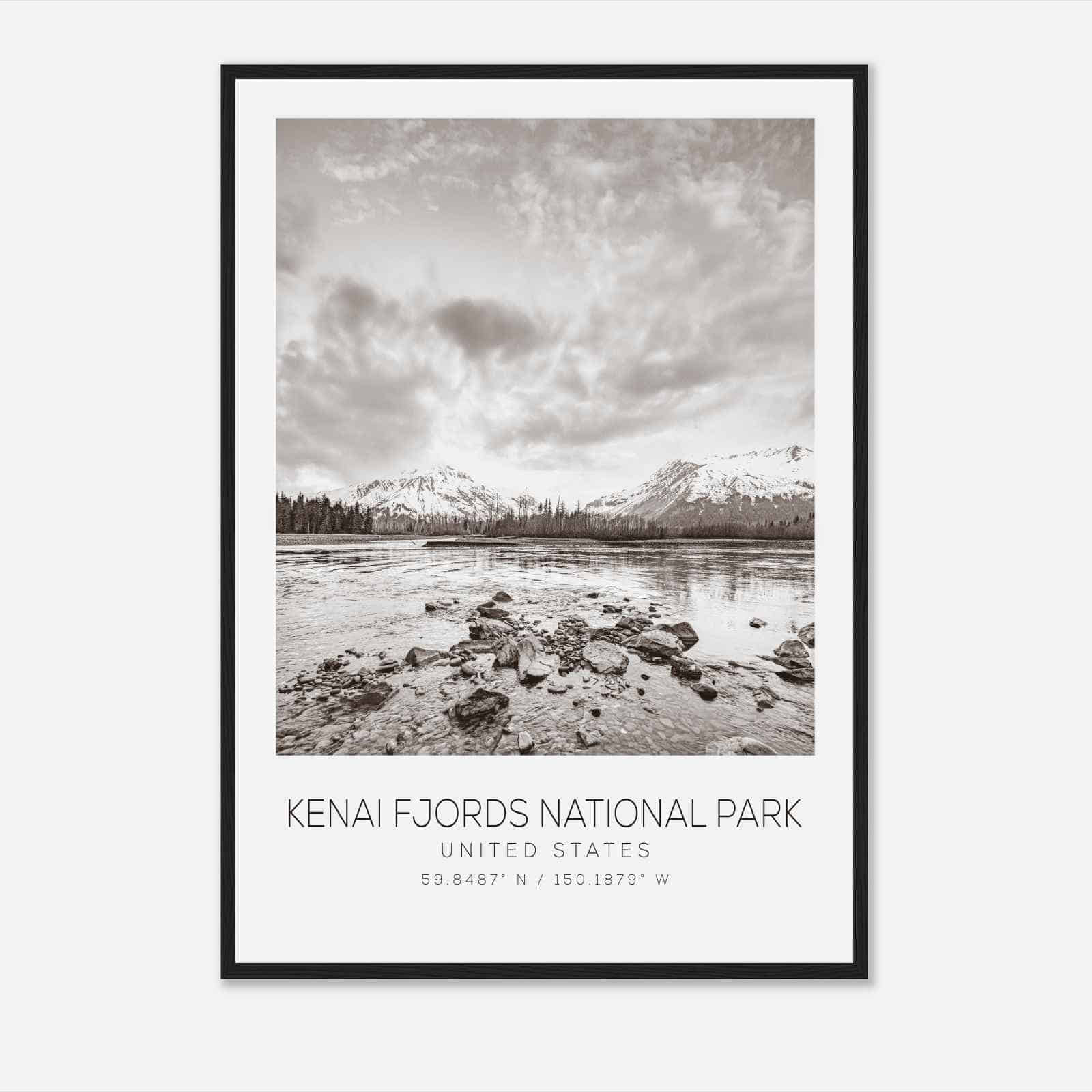 Kenai Fjords National Park United States Travel Photo Poster BW, Kenai Fjords National Park Travel Print, Minimalist Travel Poster Print