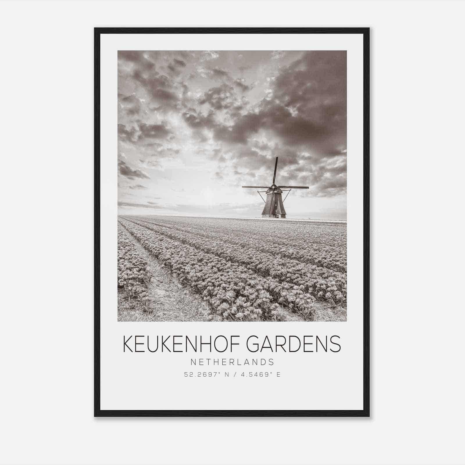 Keukenhof Gardens Netherlands Travel Photo Poster BW, Keukenhof Gardens Travel Print, Minimalist Travel Poster Print