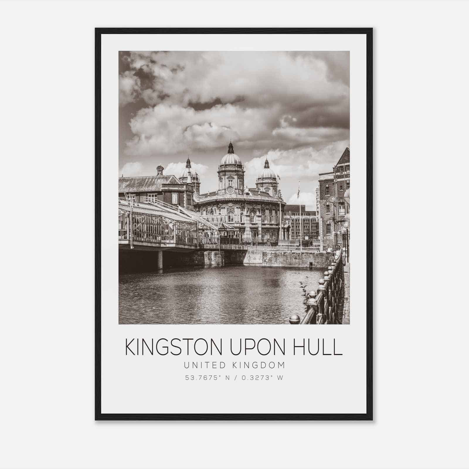 KINGSTON UPON HULL United Kingdom Travel Photo Poster BW, KINGSTON UPON HULL Travel Print, Minimalist Travel Poster Print