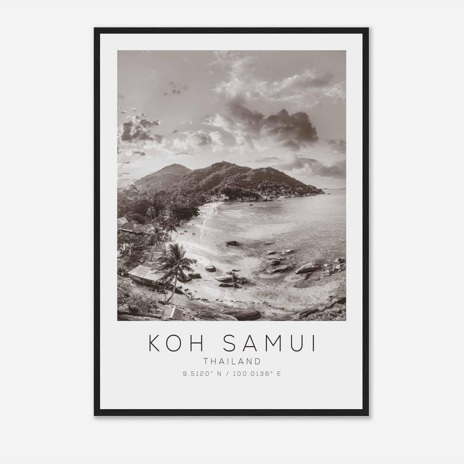 Koh Samui Thailand Travel Photo Poster BW, Koh Samui Travel Print, Minimalist Travel Poster Print