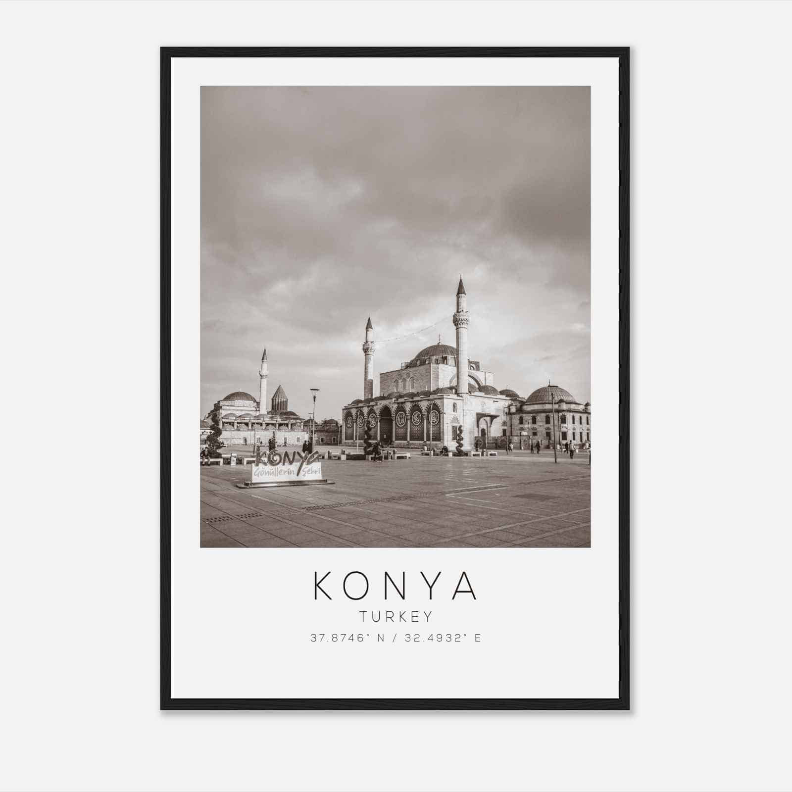 Konya Turkey Travel Photo Poster BW, Konya Travel Print, Minimalist Travel Poster Print