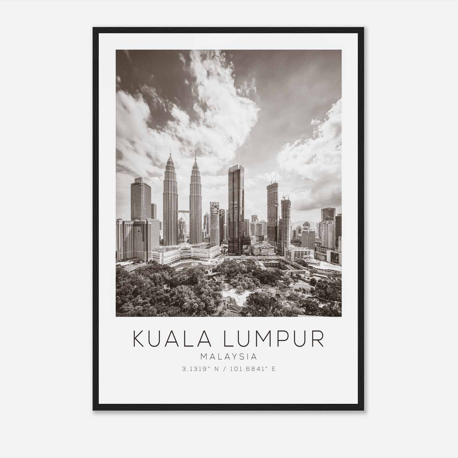 Kuala Lumpur Malaysia Travel Photo Poster BW, Kuala Lumpur Travel Print, Minimalist Travel Poster Print DS2