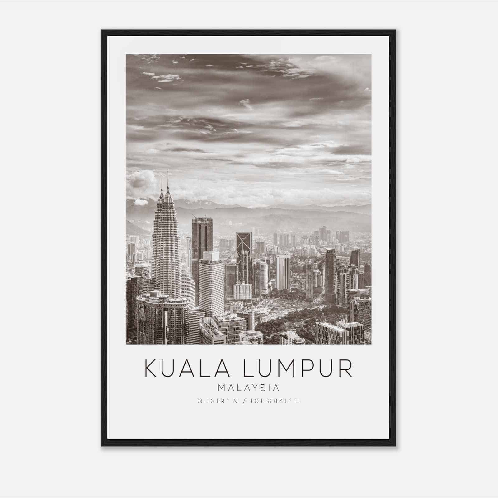 Kuala Lumpur Malaysia Travel Photo Poster BW, Kuala Lumpur Travel Print, Minimalist Travel Poster Print