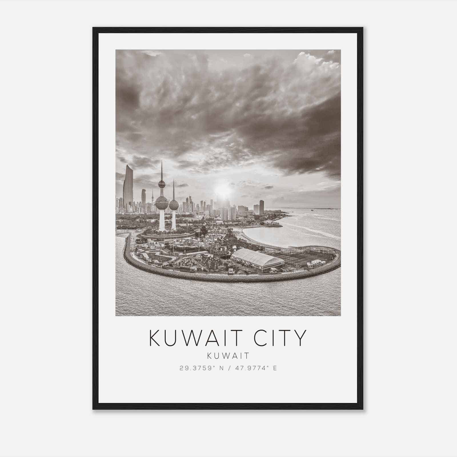 Kuwait City Kuwait Travel Photo Poster BW, Kuwait City Travel Print, Minimalist Travel Poster Print