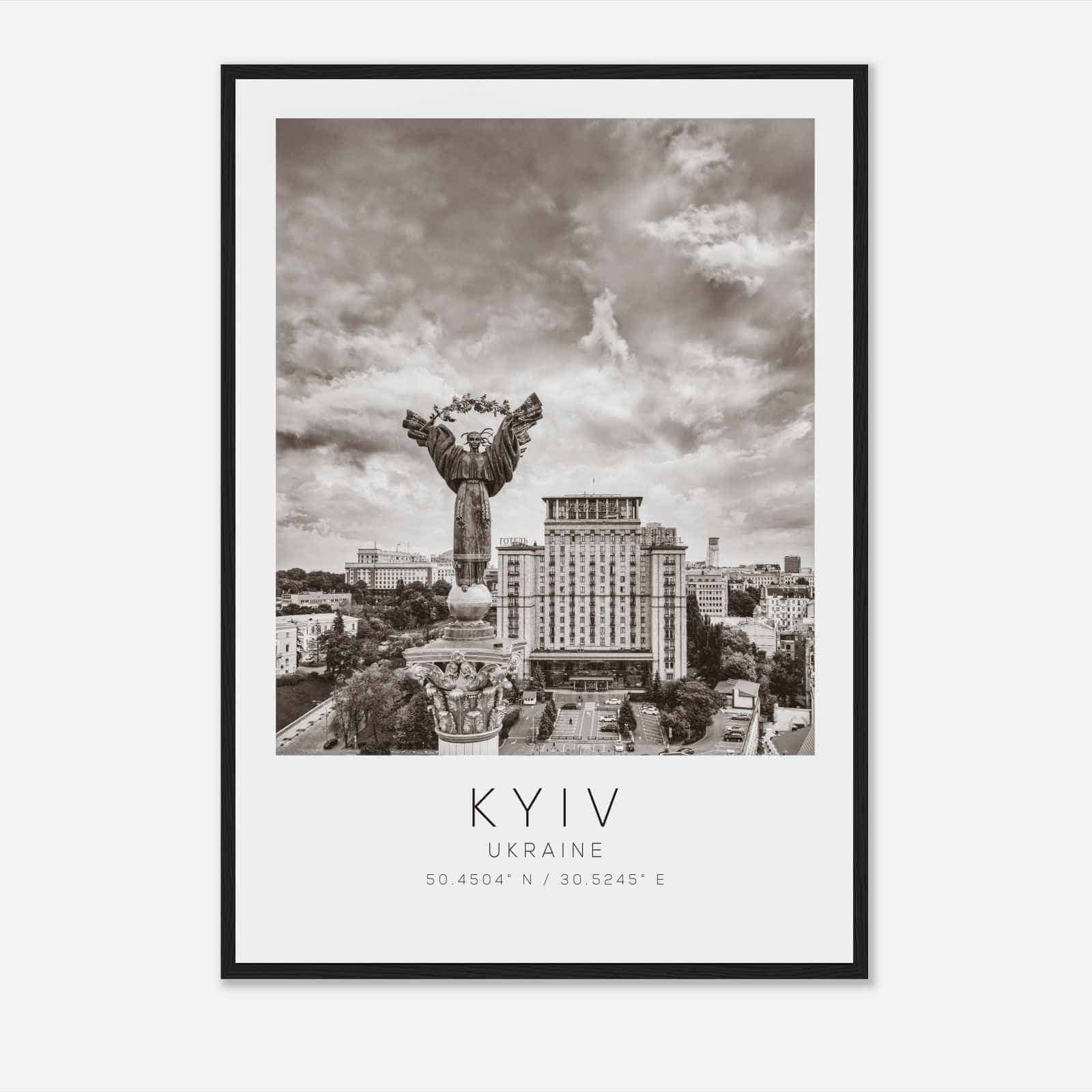 Kyiv Ukraine Travel Photo Poster BW, Kyiv Travel Print, Minimalist Travel Poster Print