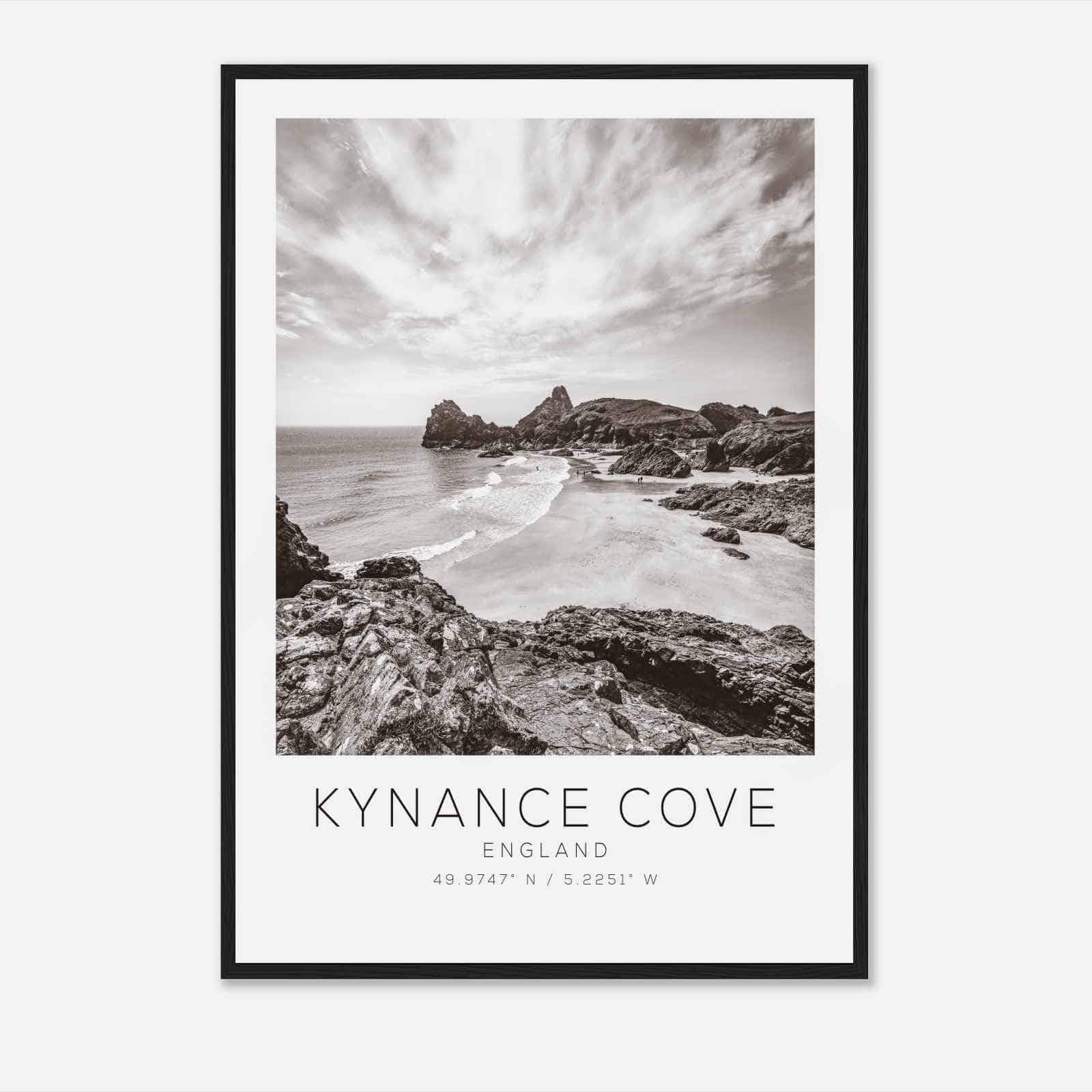 Kynance Cove England Travel Photo Poster BW, Kynance Cove Travel Print, Minimalist Travel Poster Print