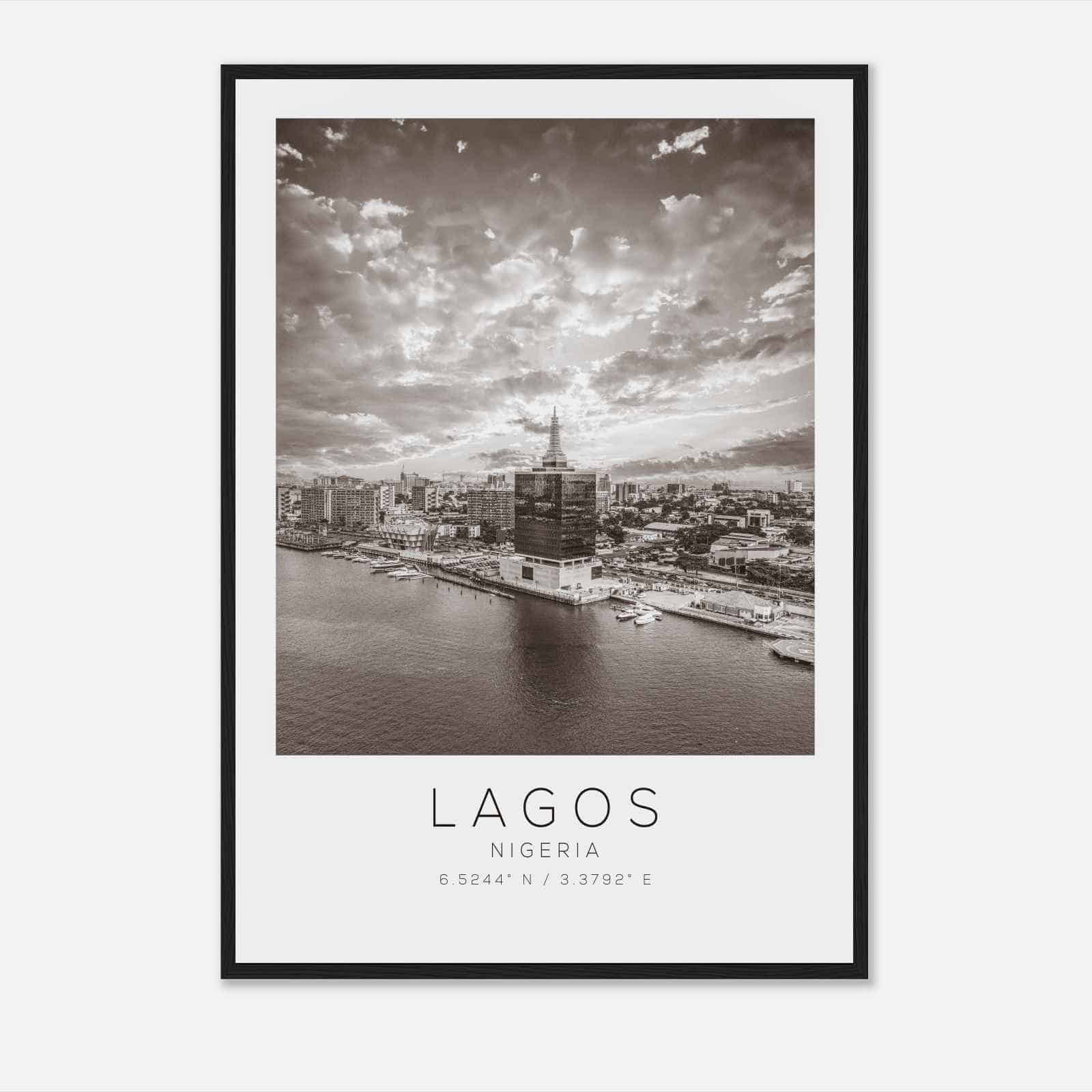 Lagos Nigeria Travel Photo Poster BW, Lagos Travel Print, Minimalist Travel Poster Print