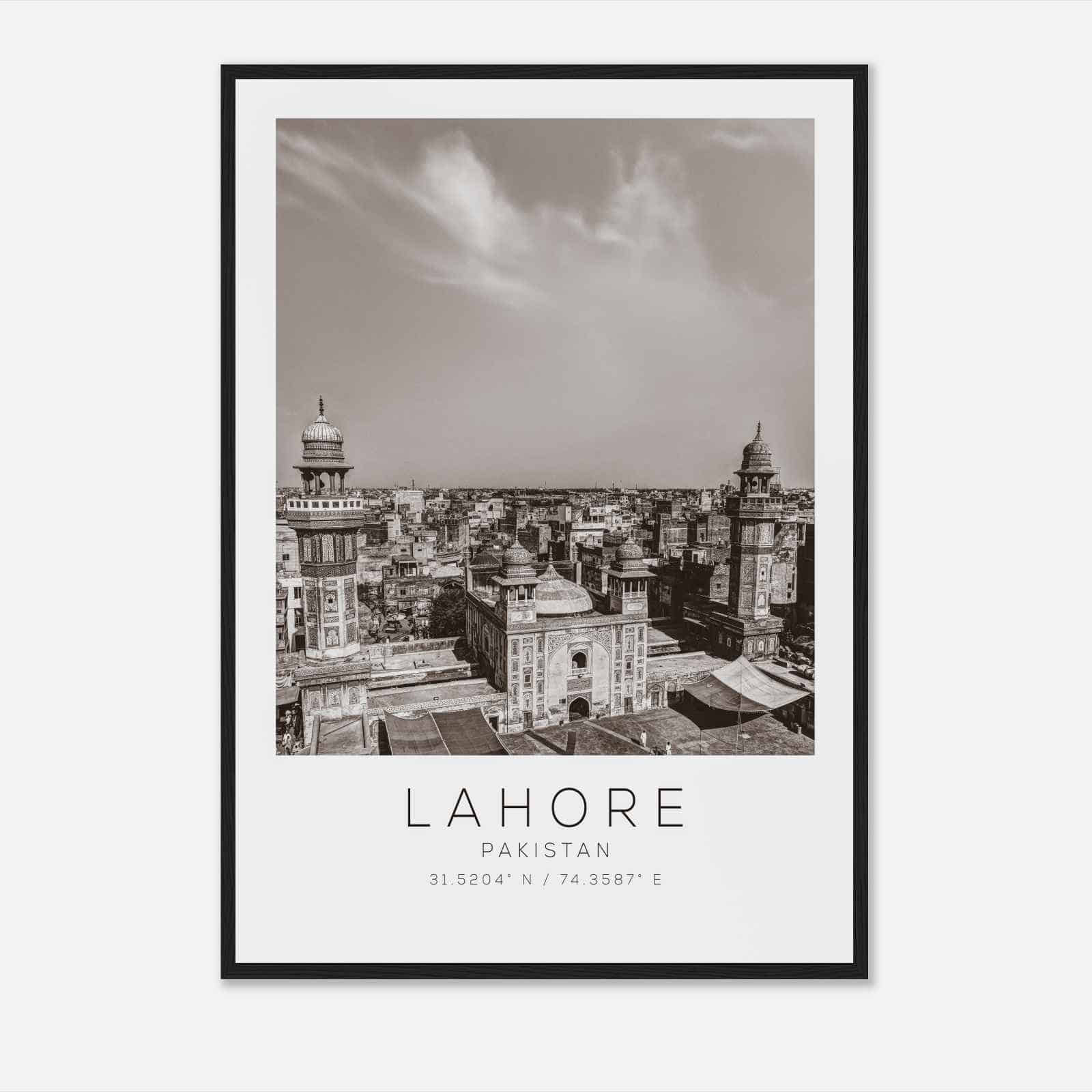 Lahore Pakistan Travel Photo Poster BW, Lahore Travel Print, Minimalist Travel Poster Print