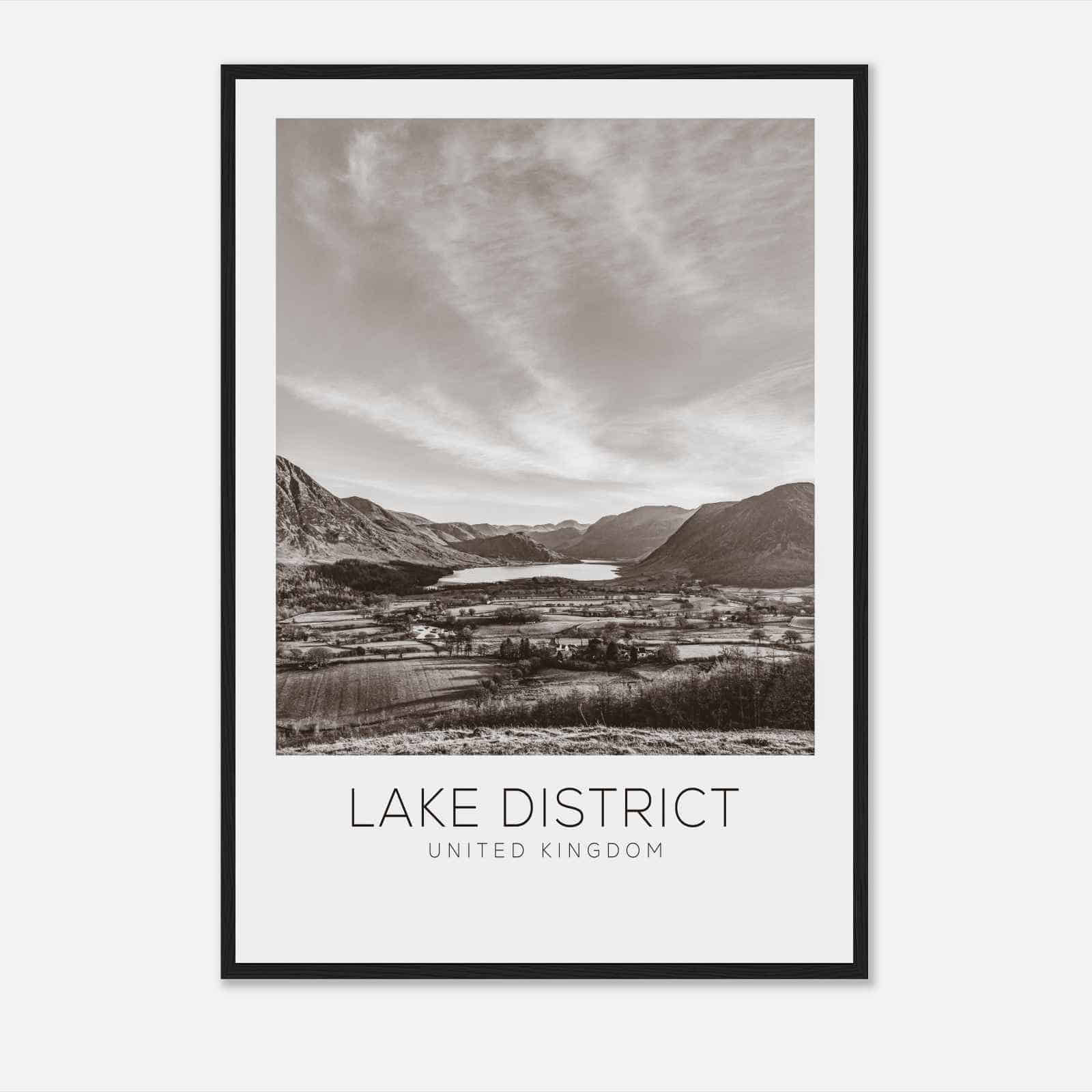 Lake District United Kingdom Travel Photo Poster BW, Lake District Travel Print, Minimalist Travel Poster Print