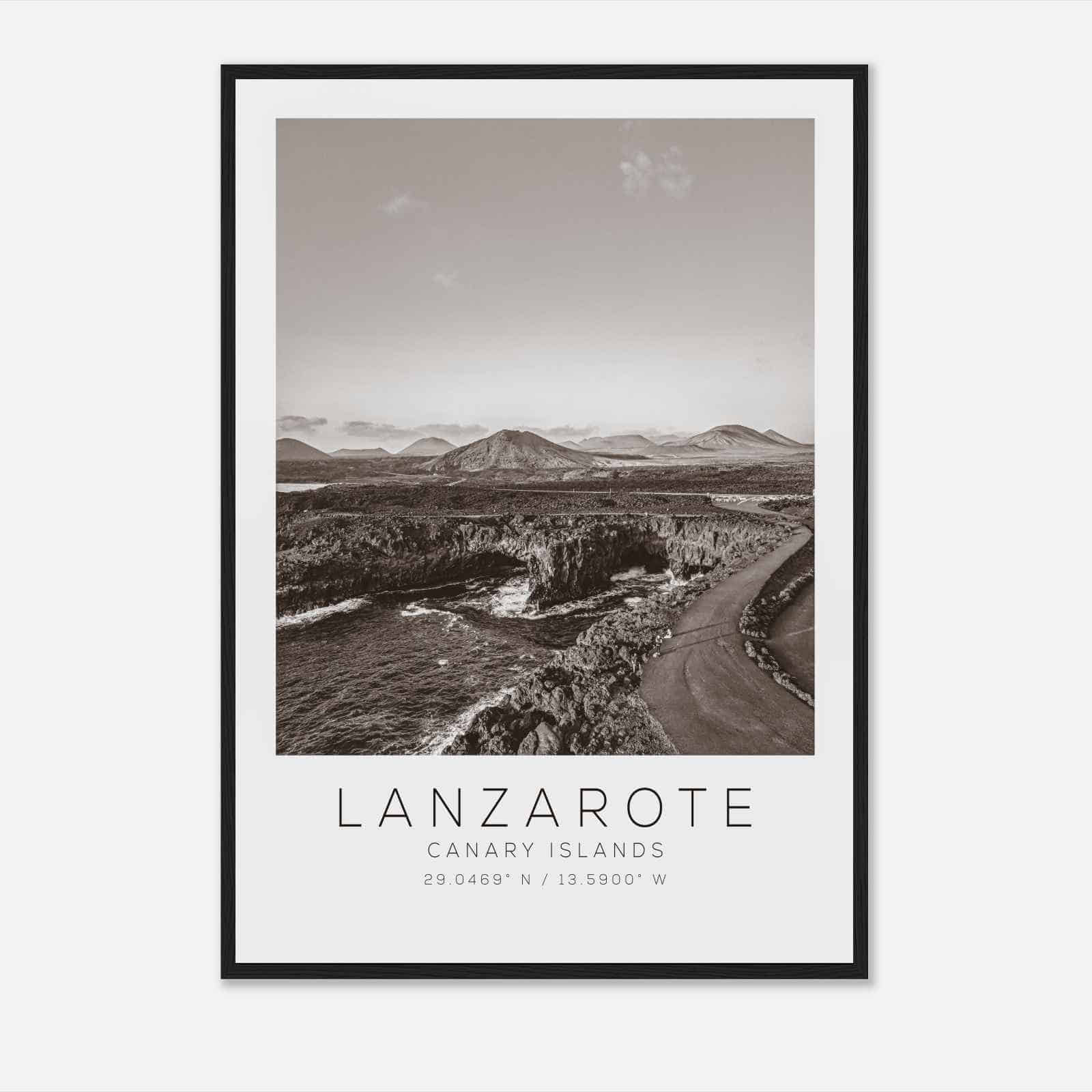 Lanzarote Canary Islands Travel Photo Poster BW, Lanzarote Travel Print, Minimalist Travel Poster Print DS2