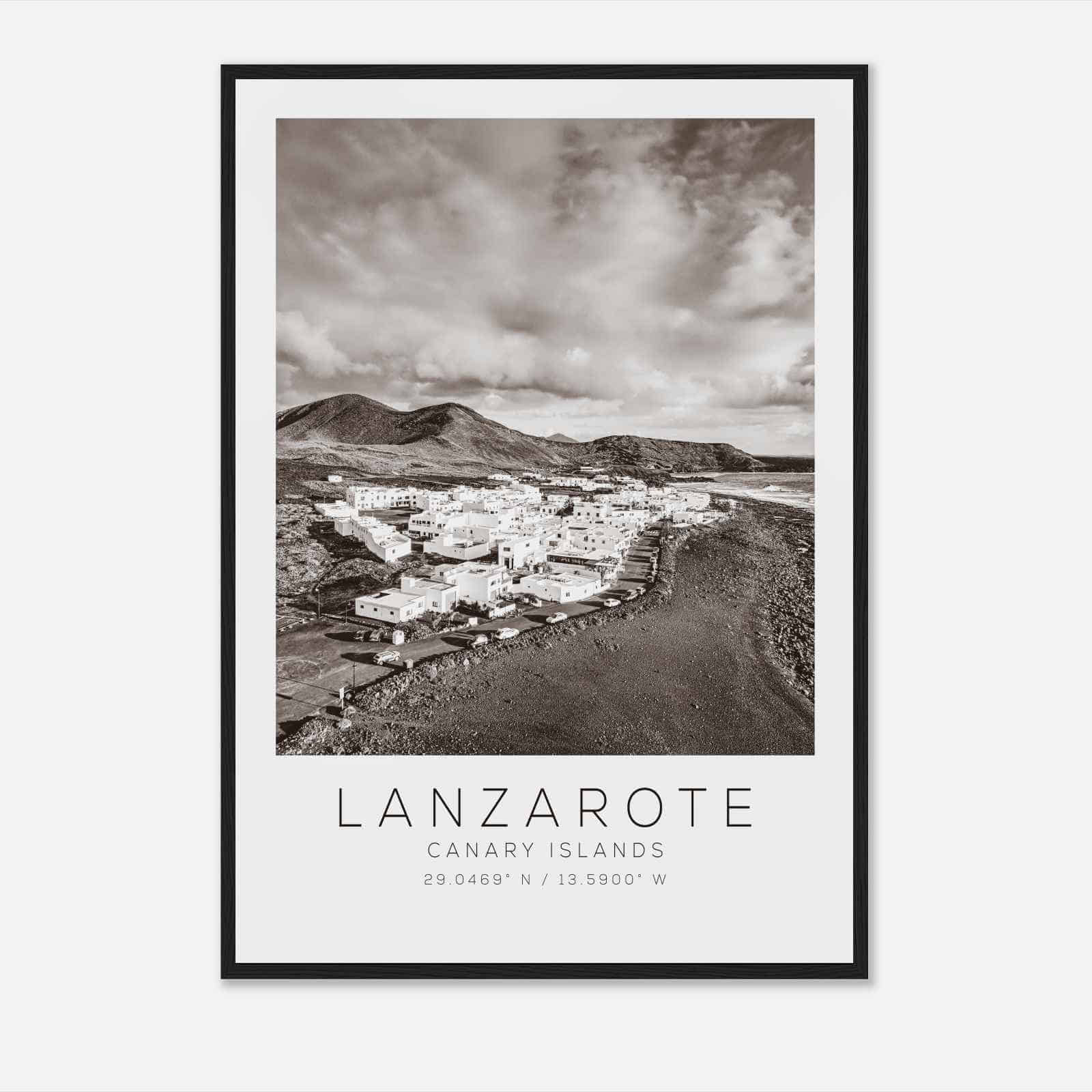 Lanzarote Canary Islands Travel Photo Poster BW, Lanzarote Travel Print, Minimalist Travel Poster Print