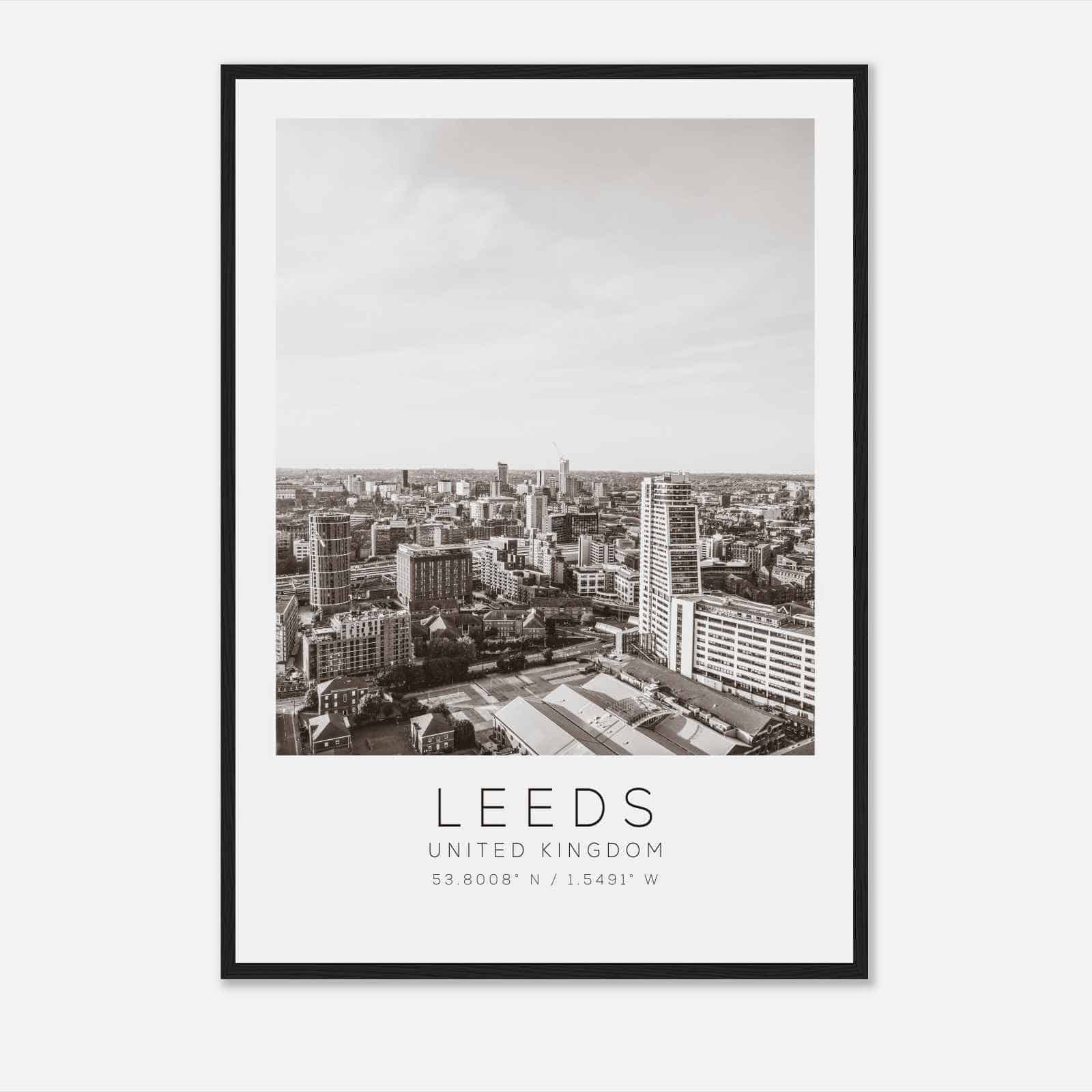 LEEDS United Kingdom Travel Photo Poster BW, LEEDS Travel Print, Minimalist Travel Poster Print