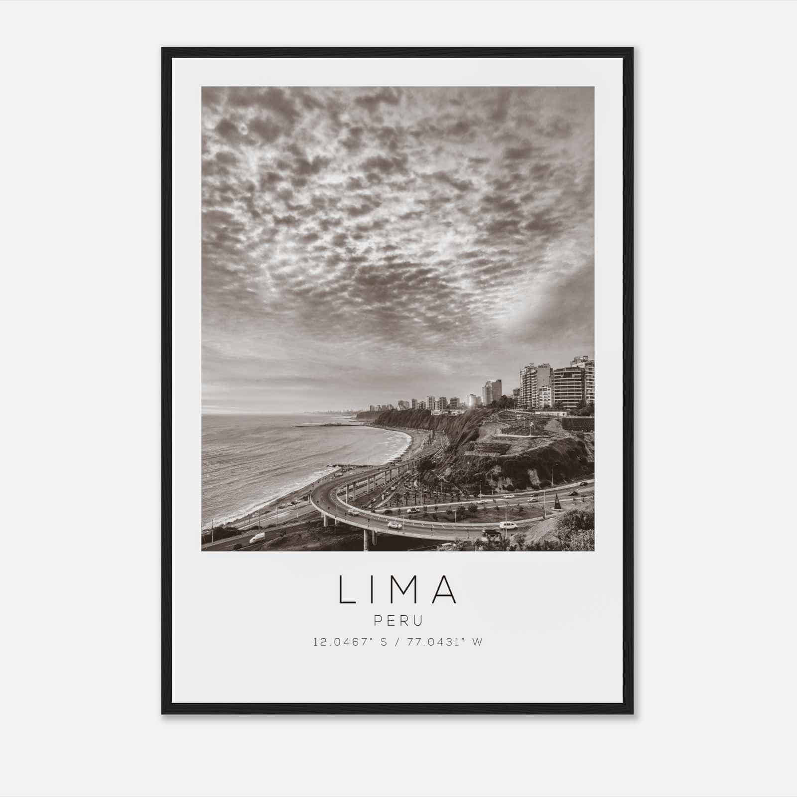 Lima Peru Travel Photo Poster BW, Lima Travel Print, Minimalist Travel Poster Print