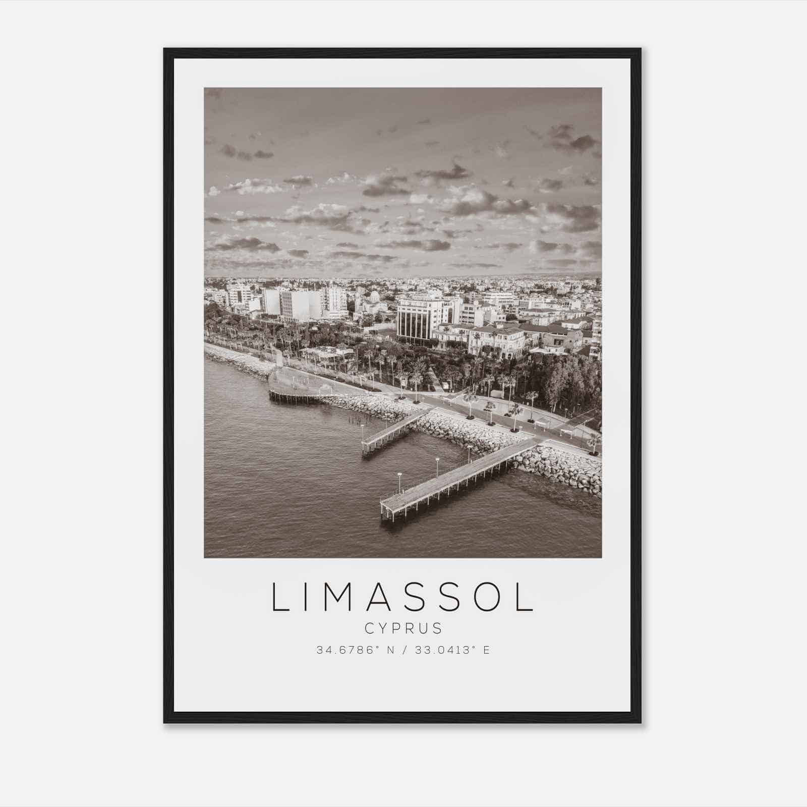 Limassol Cyprus Travel Photo Poster BW, Limassol Travel Print, Minimalist Travel Poster Print