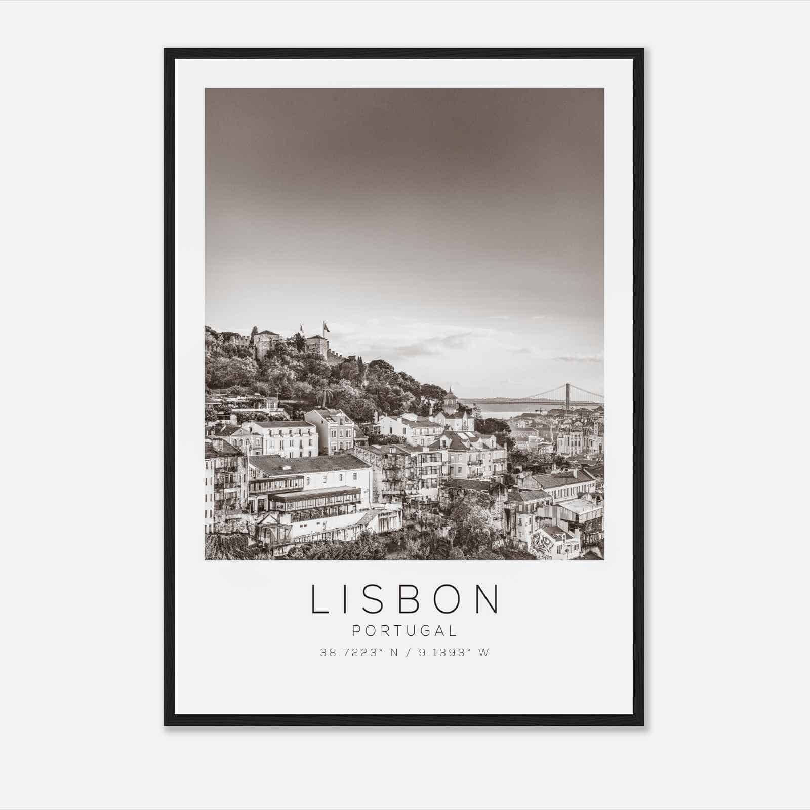 Lisbon Portugal Travel Photo Poster BW, Lisbon Travel Print, Minimalist Travel Poster Print
