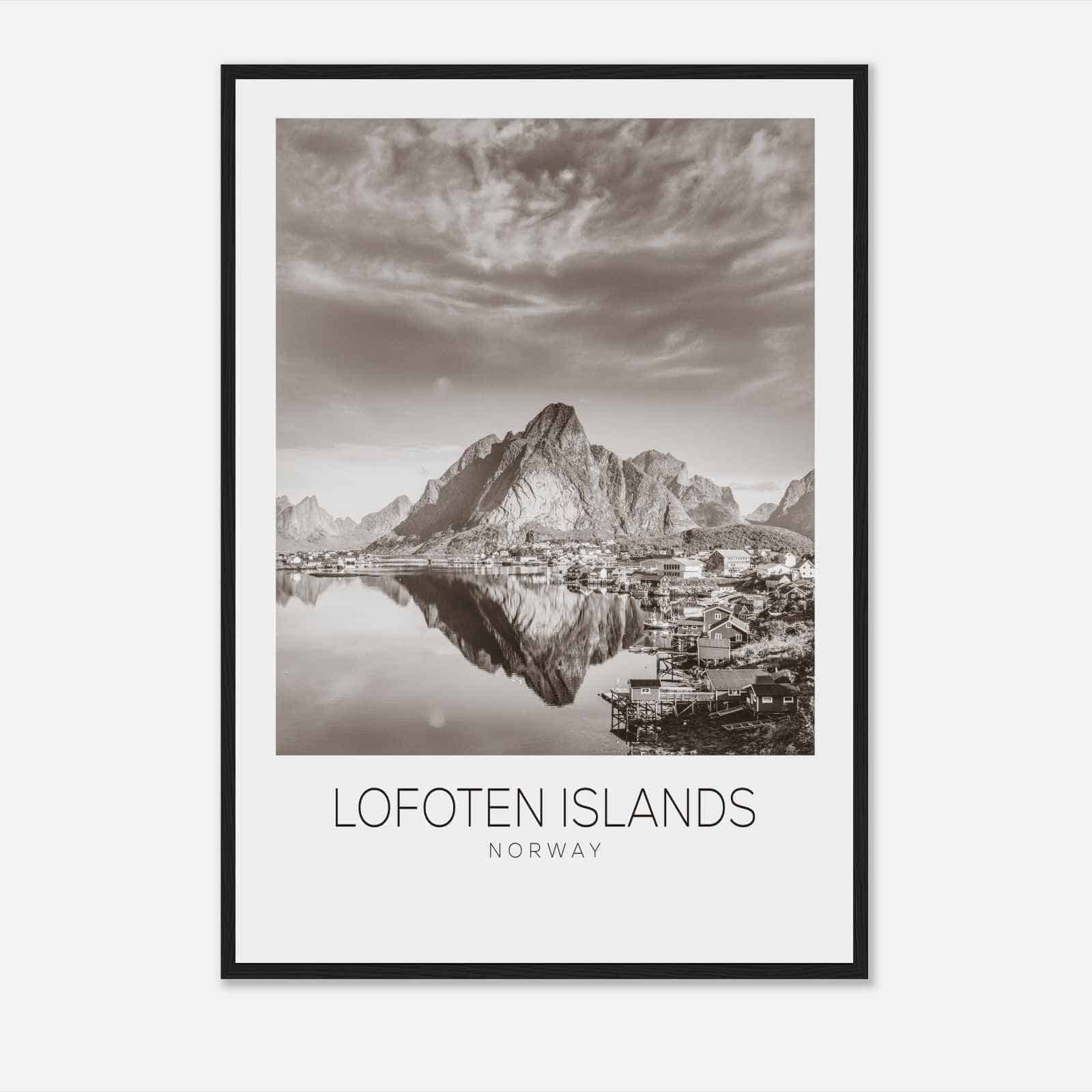 Lofoten Islands Norway Travel Photo Poster BW, Lofoten Islands Travel Print, Minimalist Travel Poster Print