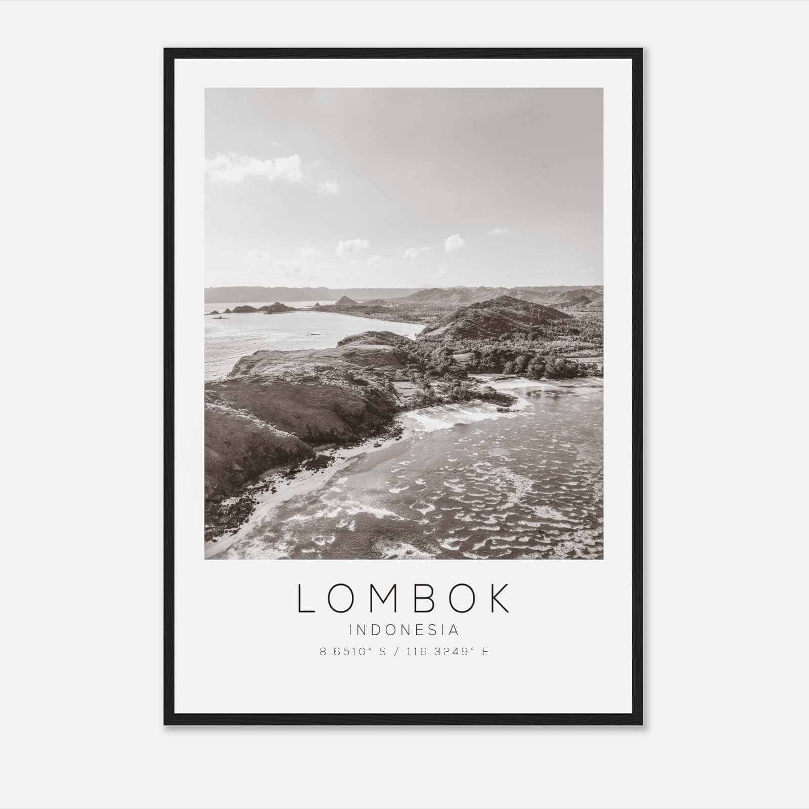Lombok Indonesia Travel Photo Poster BW, Lombok Travel Print, Minimalist Travel Poster Print