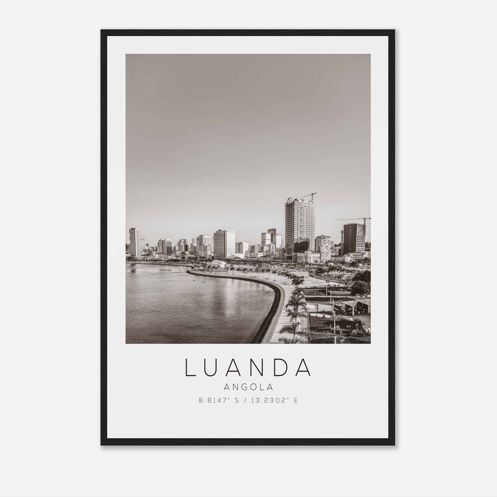 Luanda Angola Travel Photo Poster BW, Luanda Travel Print, Minimalist Travel Poster Print