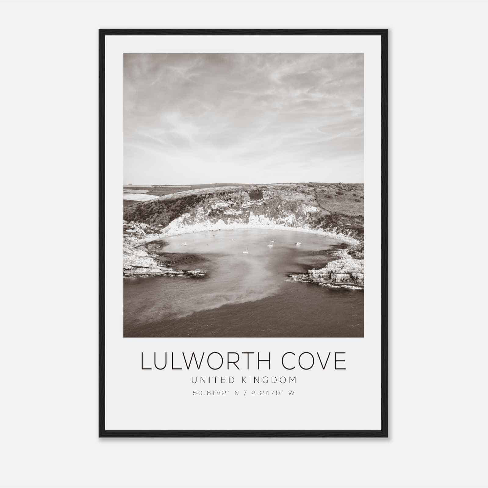 Lulworth Cove United Kingdom Travel Photo Poster BW, Lulworth Cove Travel Print, Minimalist Travel Poster Print
