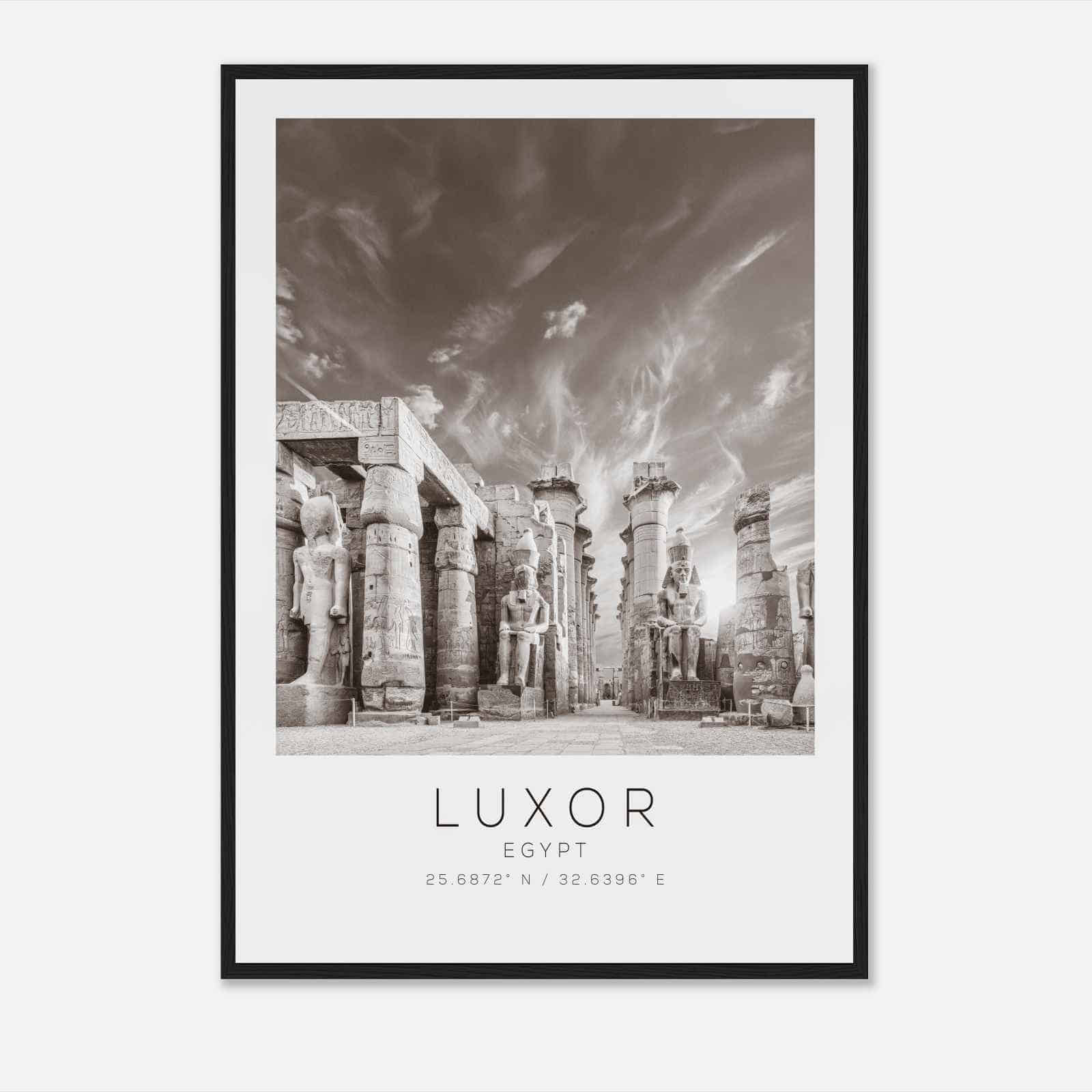 Luxor Egypt Travel Photo Poster BW, Luxor Travel Print, Minimalist Travel Poster Print DS2