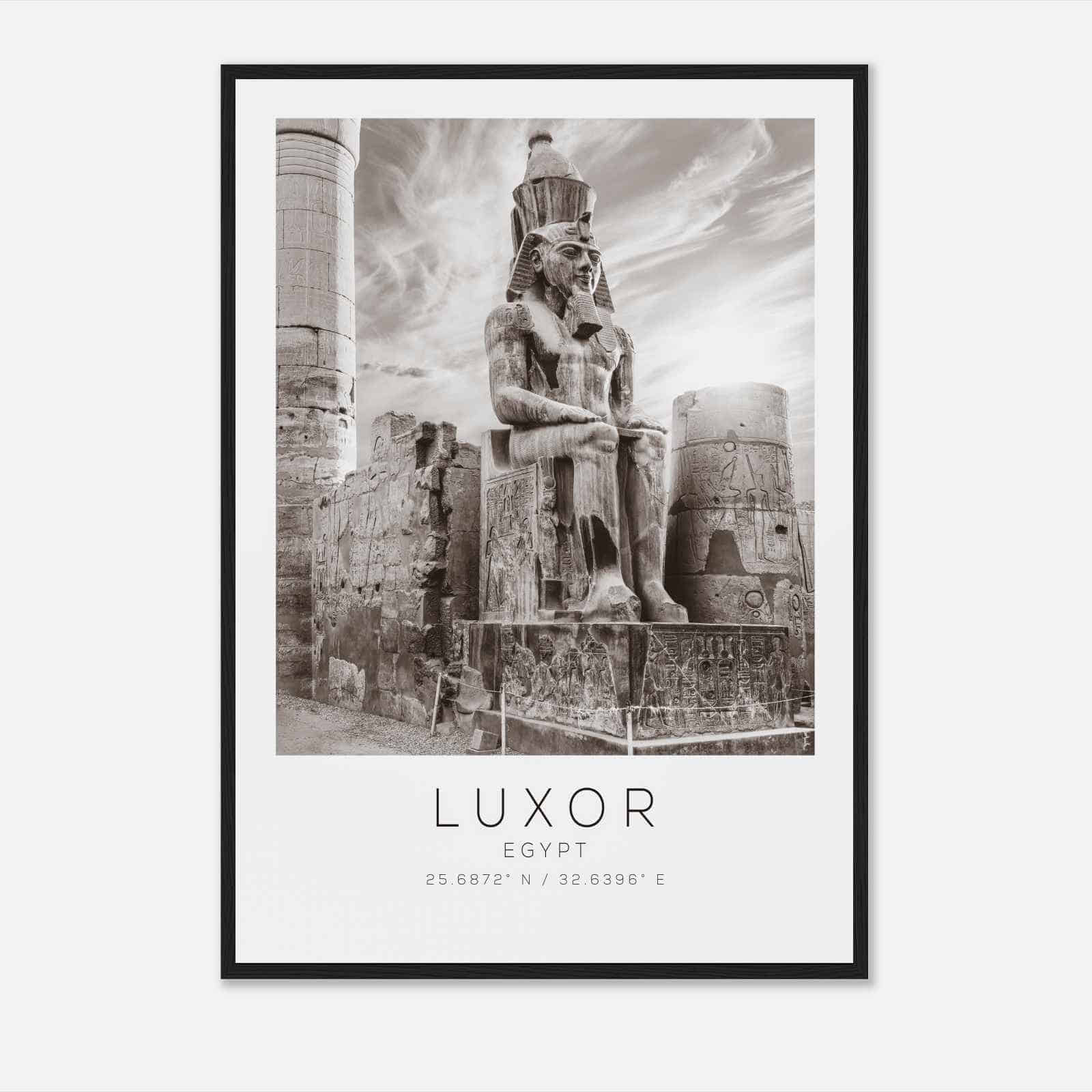 Luxor Egypt Travel Photo Poster BW, Luxor Travel Print, Minimalist Travel Poster Print