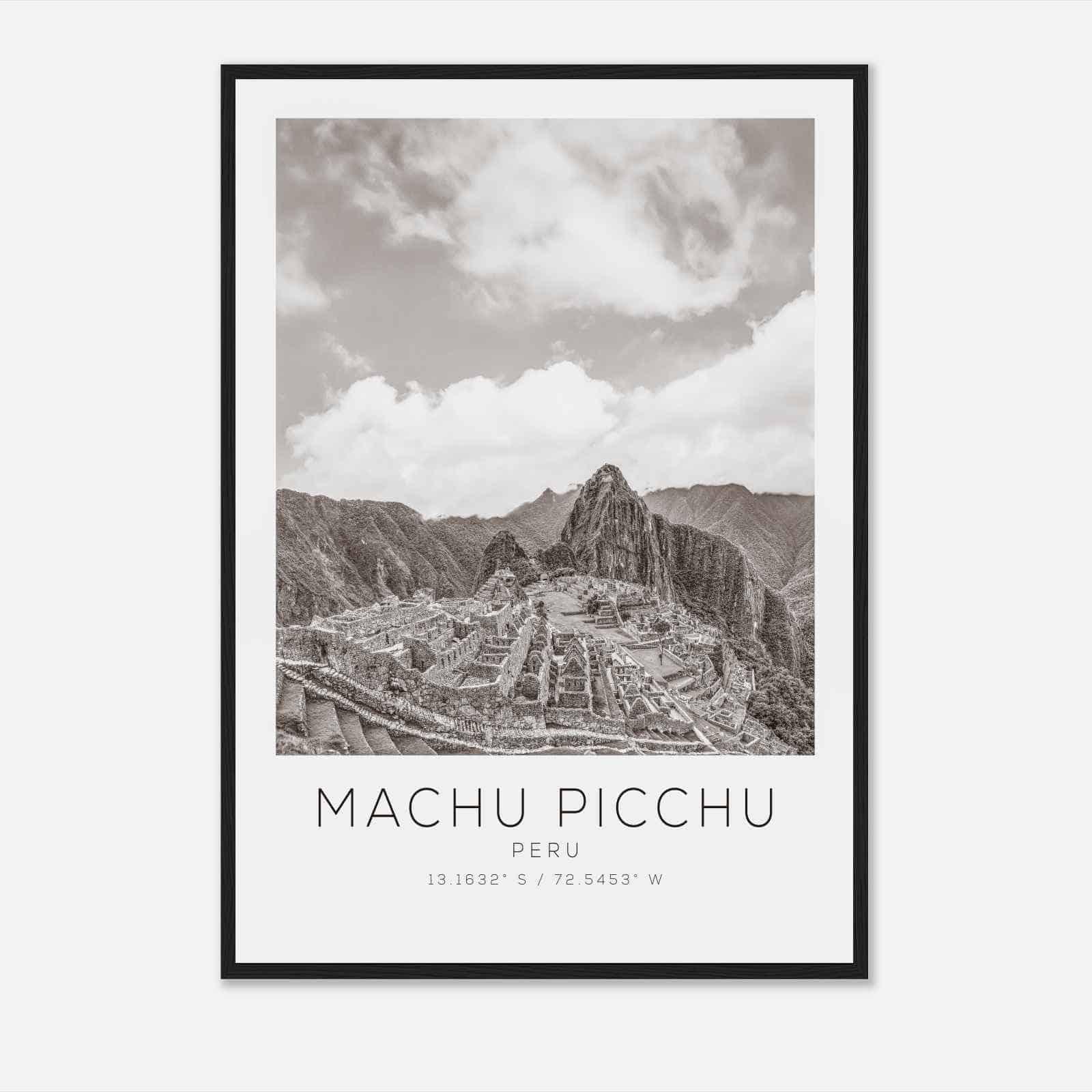 Machu Picchu Peru Travel Photo Poster BW, Machu Picchu Travel Print, Minimalist Travel Poster Print