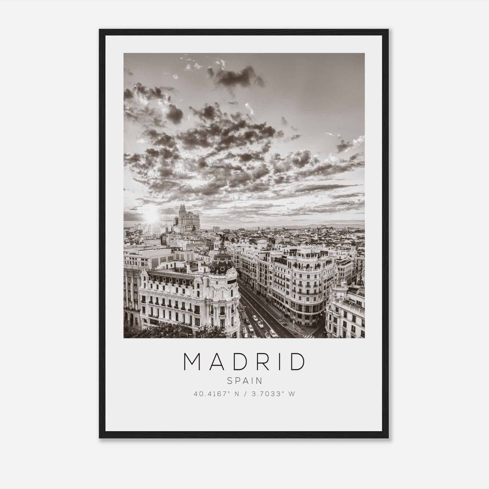 MADRID Spain Travel Photo Poster BW, MADRID Travel Print, Minimalist Travel Poster Print