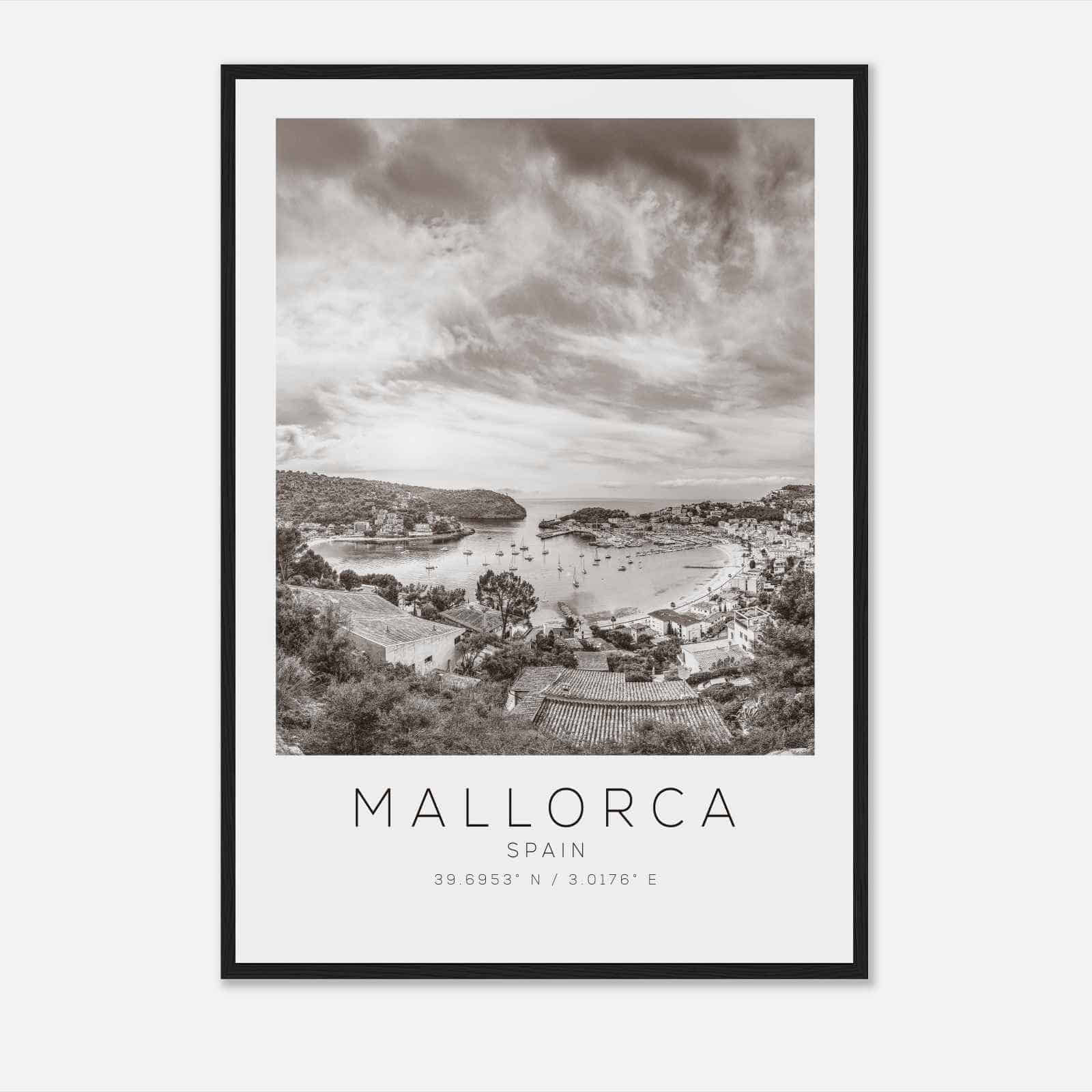 Mallorca Spain Travel Photo Poster BW, Mallorca Travel Print, Minimalist Travel Poster Print