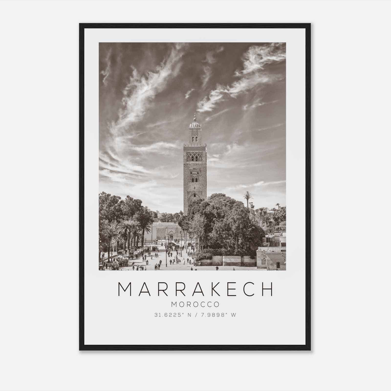Marrakech Morocco Travel Photo Poster BW, Marrakech Travel Print, Minimalist Travel Poster Print