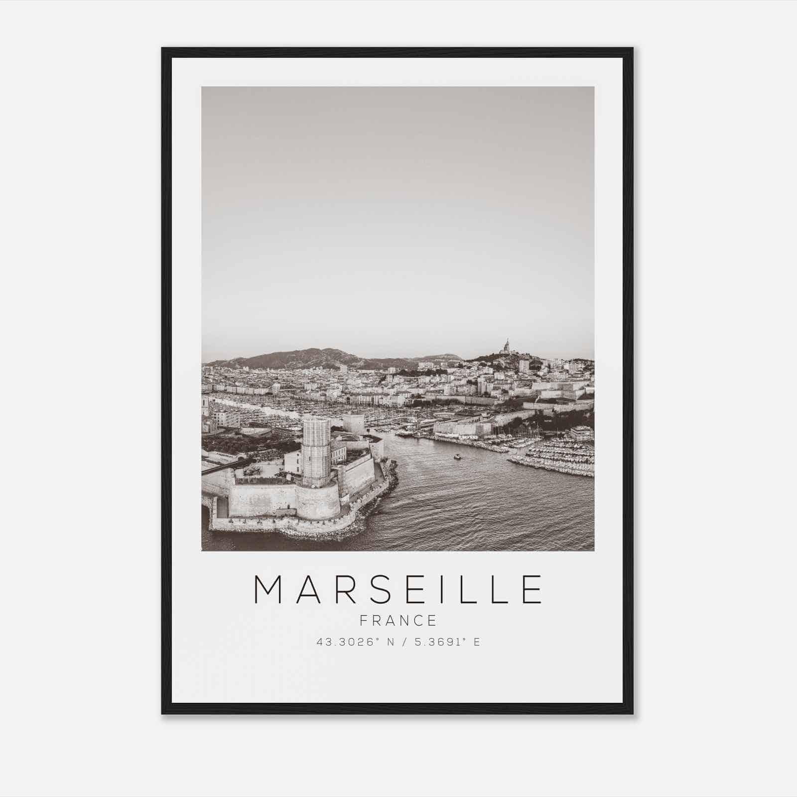 MARSEILLE France Travel Photo Poster BW, MARSEILLE Travel Print, Minimalist Travel Poster Print