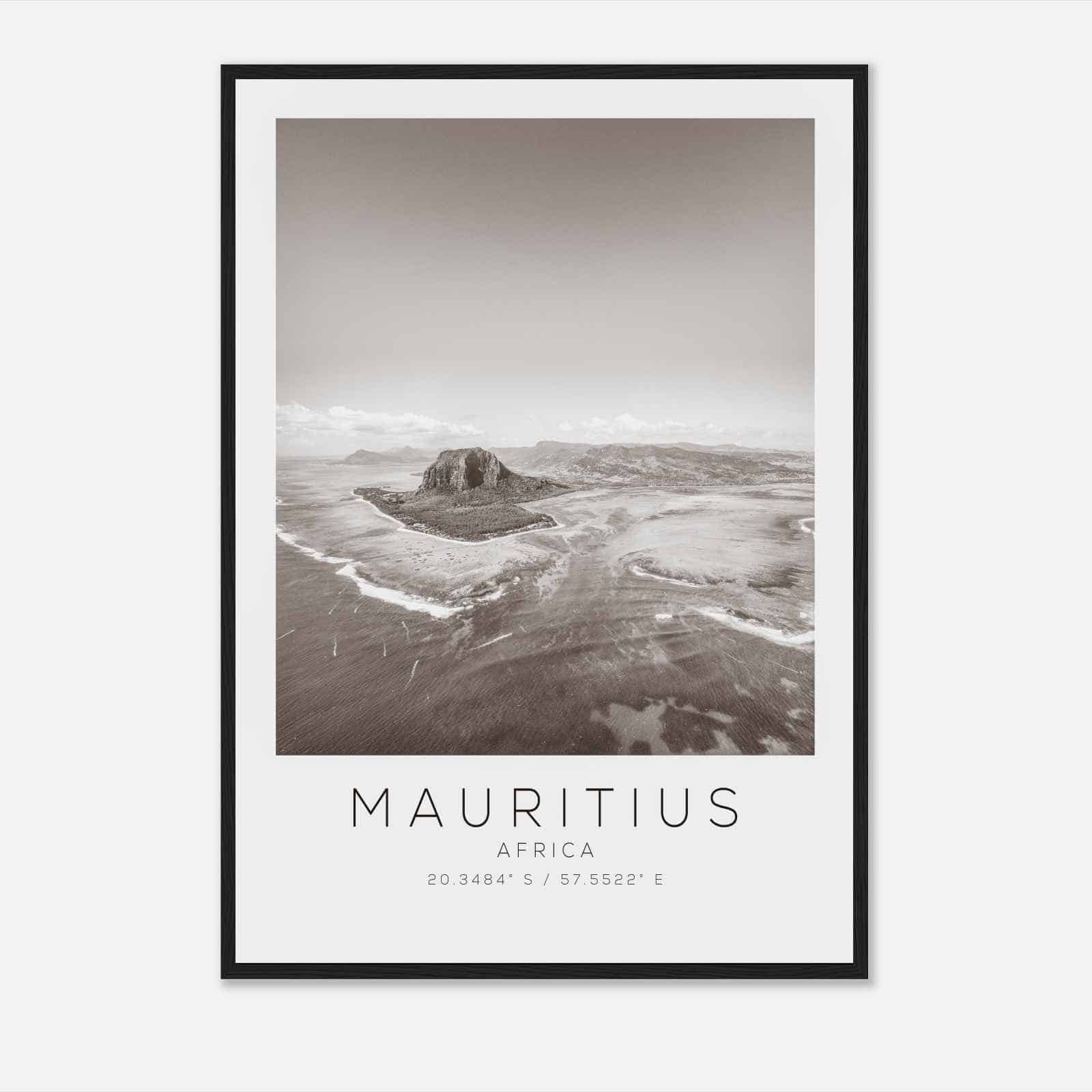Mauritius Africa Travel Photo Poster BW, Mauritius Travel Print, Minimalist Travel Poster Print