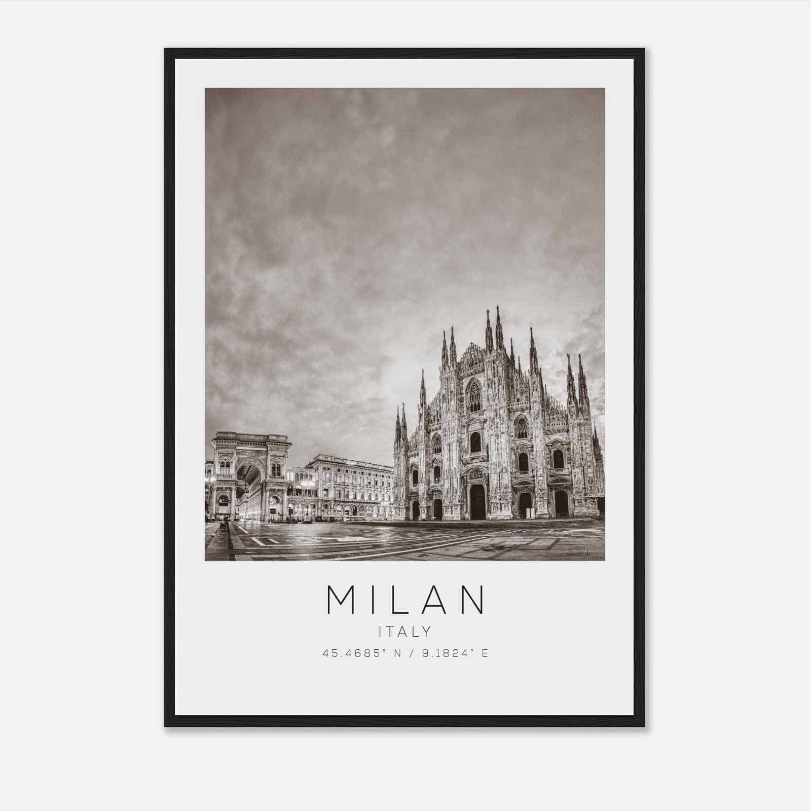 Milan Italy Travel Photo Poster BW, Milan Travel Print, Minimalist Travel Poster Print