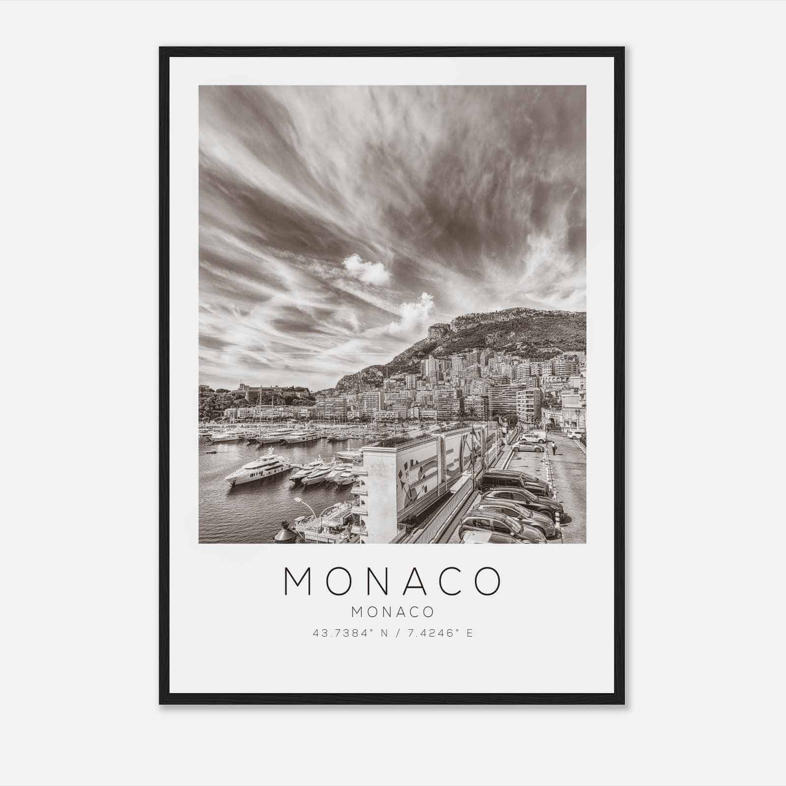Monaco Monaco Travel Photo Poster BW, Monaco Travel Print, Minimalist Travel Poster Print