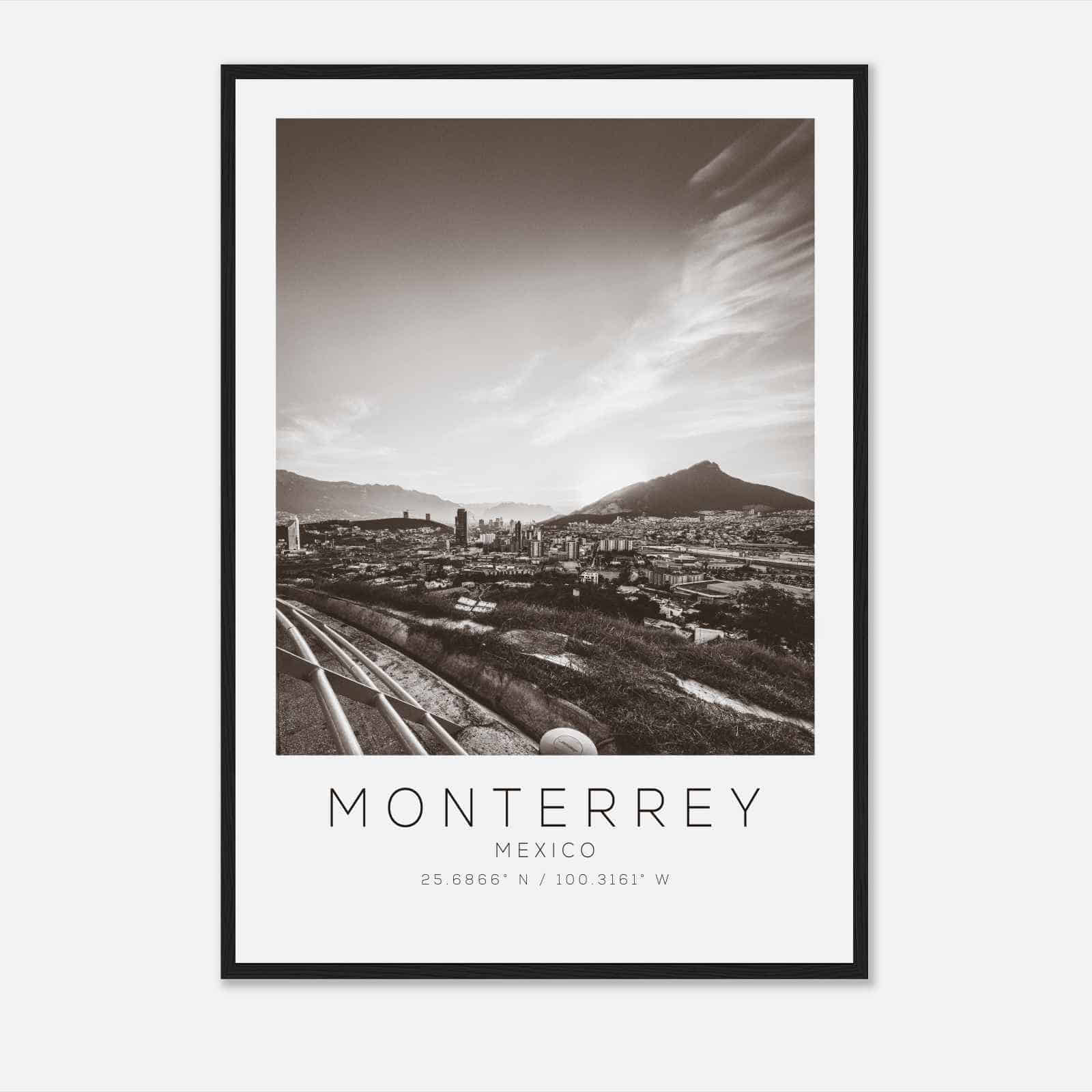 Monterrey Mexico Travel Photo Poster BW, Monterrey Travel Print, Minimalist Travel Poster Print