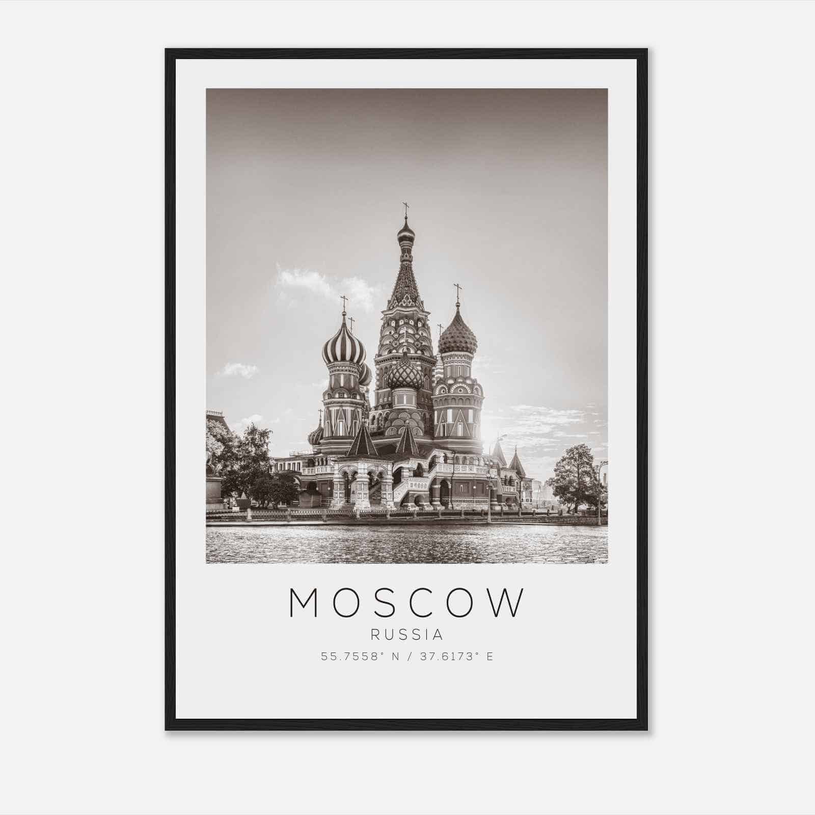 Moscow Russia Travel Photo Poster BW, Moscow Travel Print, Minimalist Travel Poster Print DS2