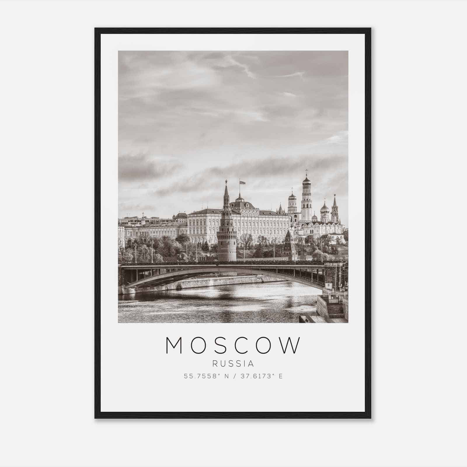 Moscow Russia Travel Photo Poster BW, Moscow Travel Print, Minimalist Travel Poster Print